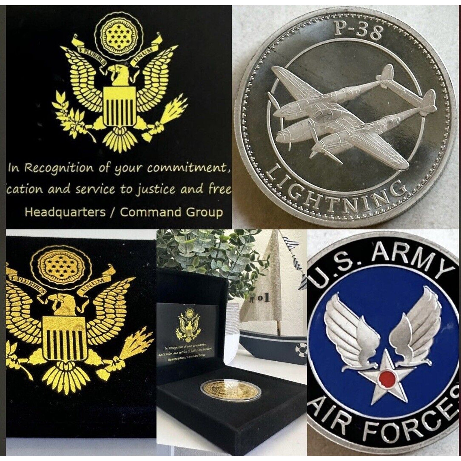 U S ARMY AIR FORCES P-38 LIGHTNING Challenge Coin USA Army