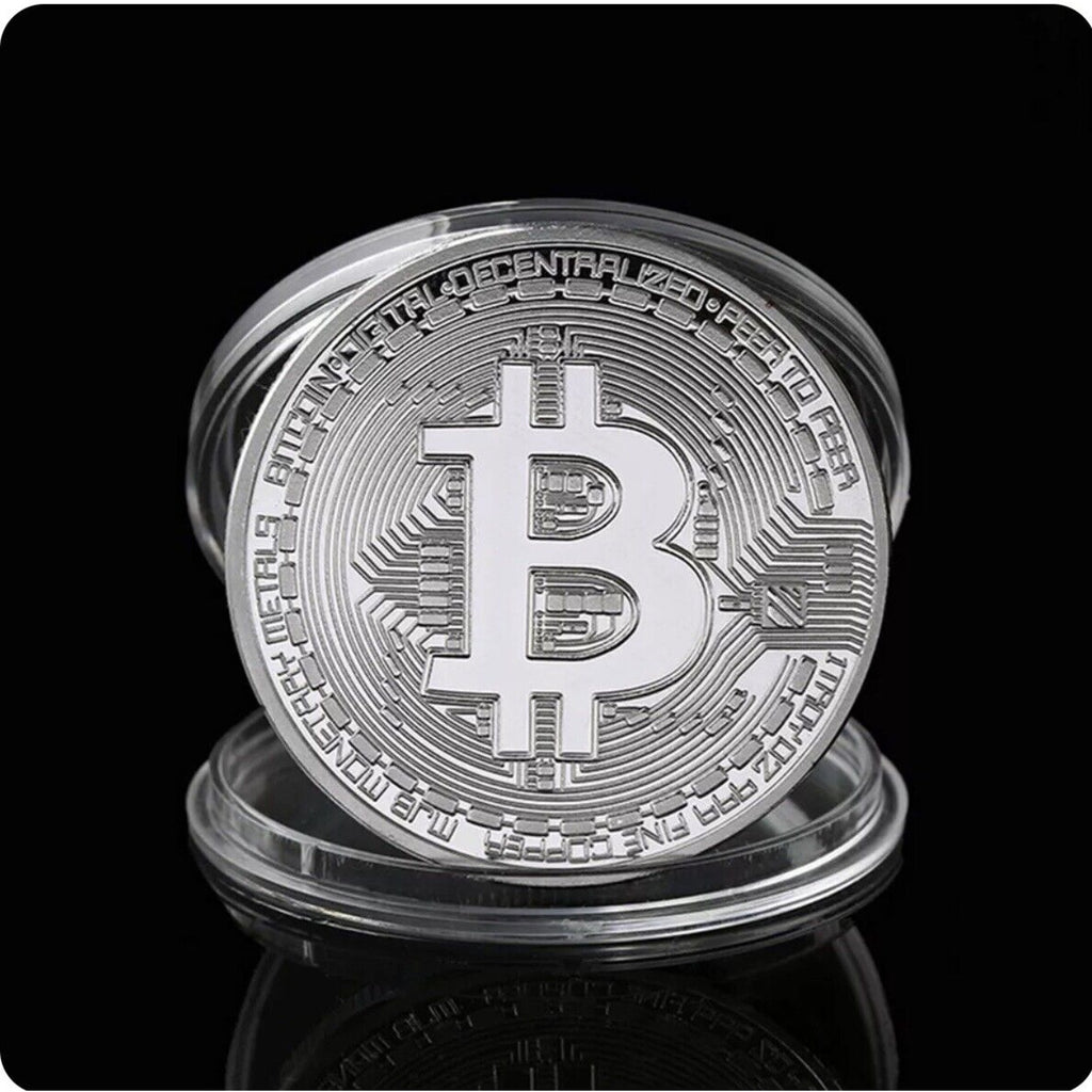 Silver Bitcoin Coins Commemorative Collectors Silver Plate Coin USA