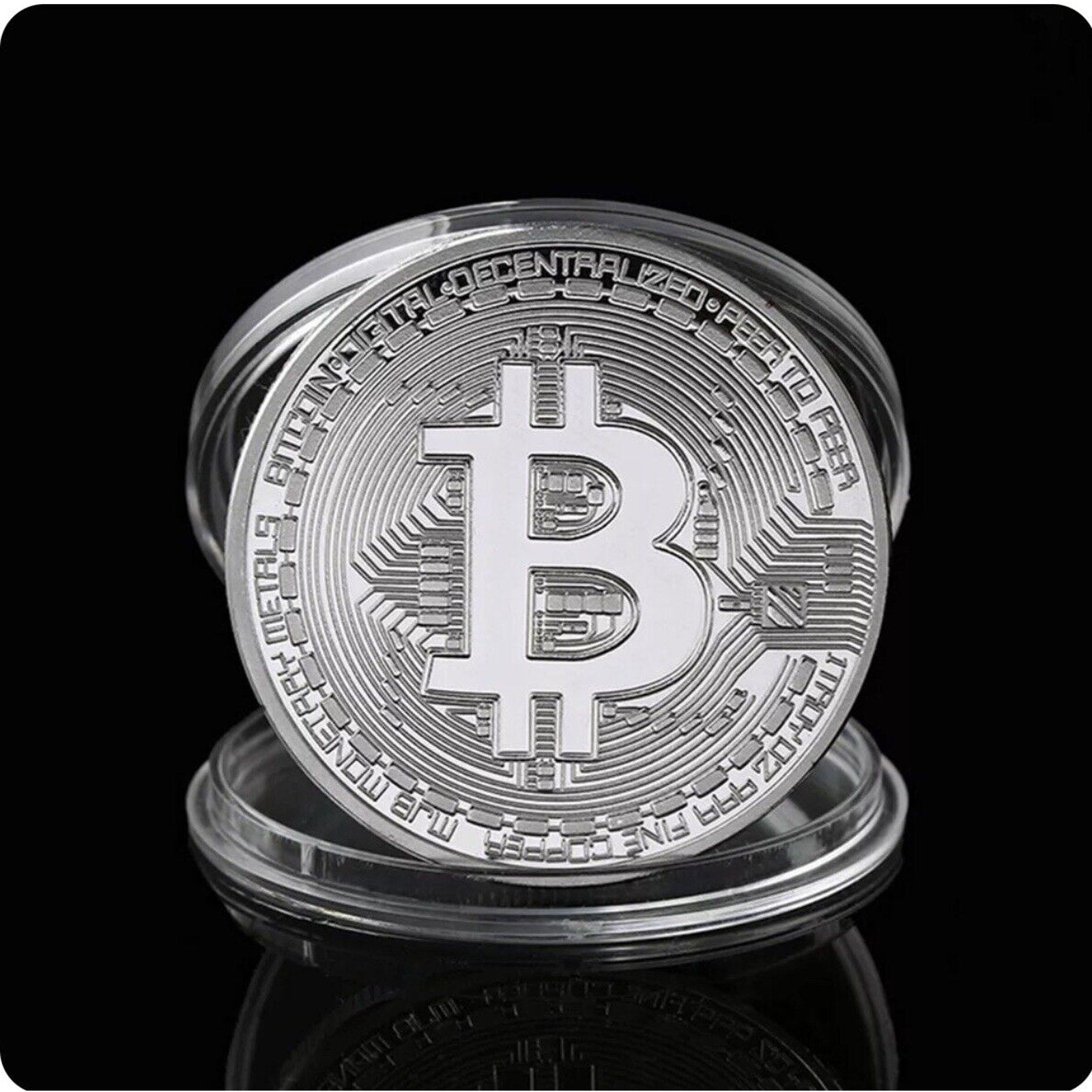 Silver Bitcoin Coins Commemorative Collectors Silver Plate Coin USA