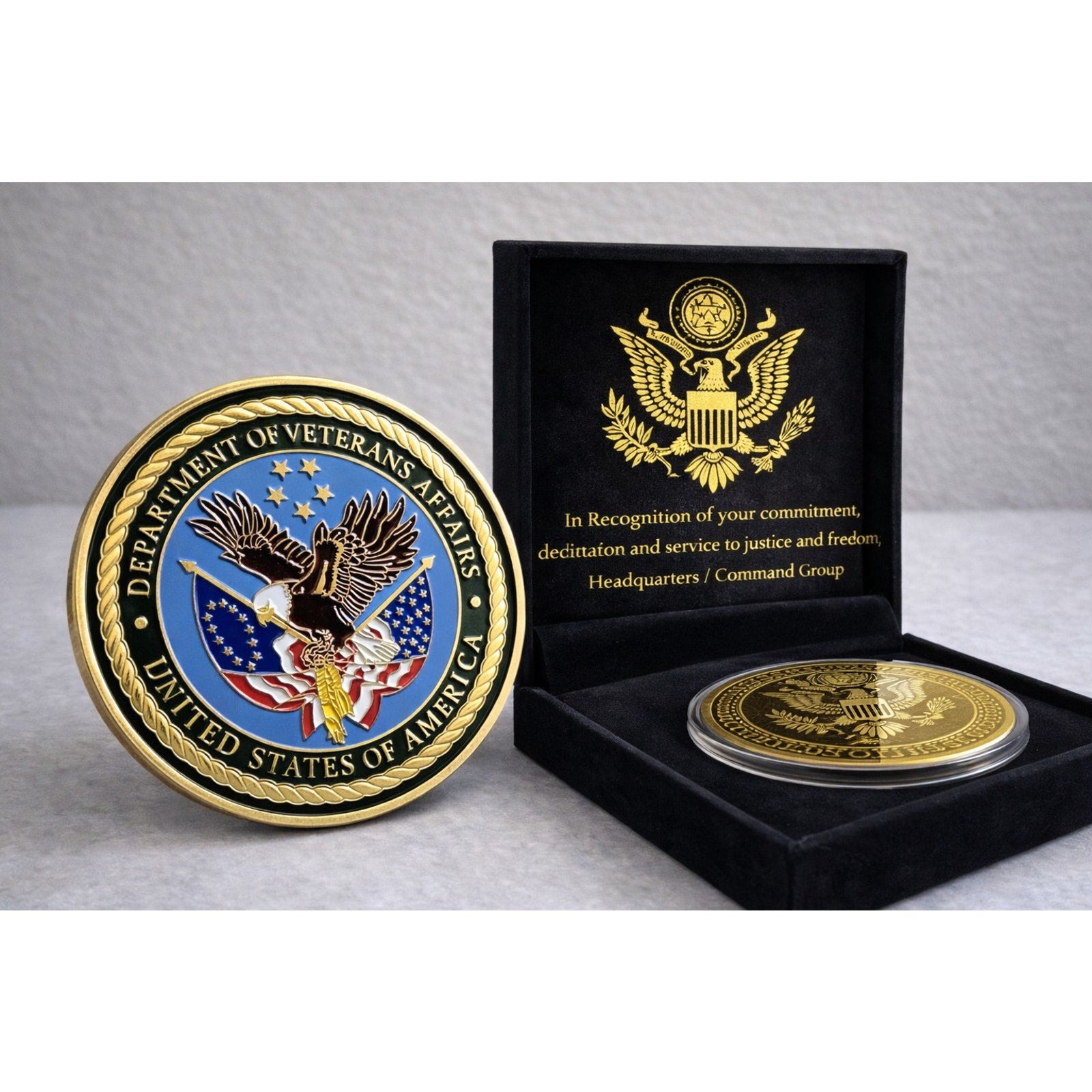 VA United States Department of Veterans Affairs Coin w/ Achievement Award