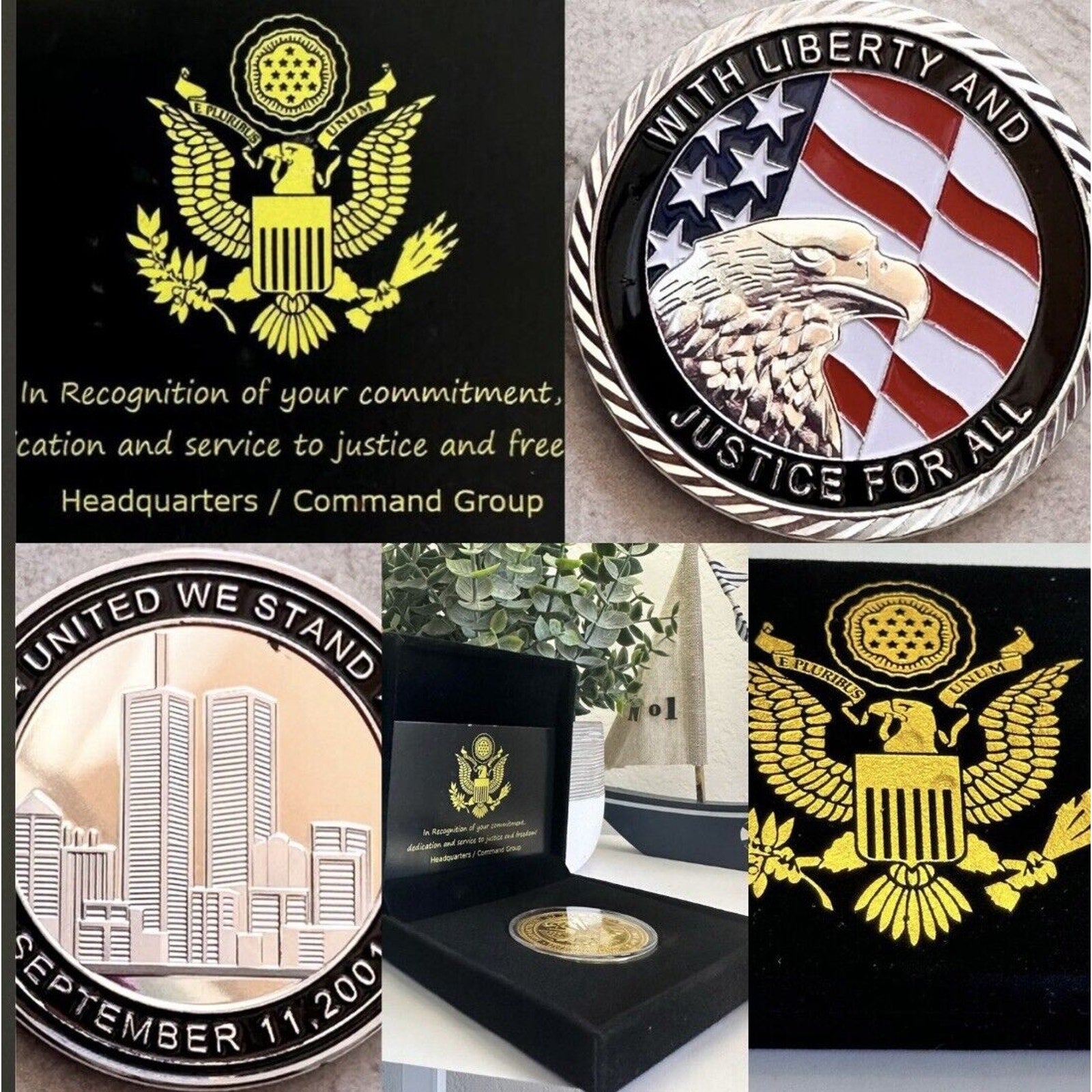 With Liberty & Justice for All United We Stand Sept 11 2001 911 Silver Coin USA