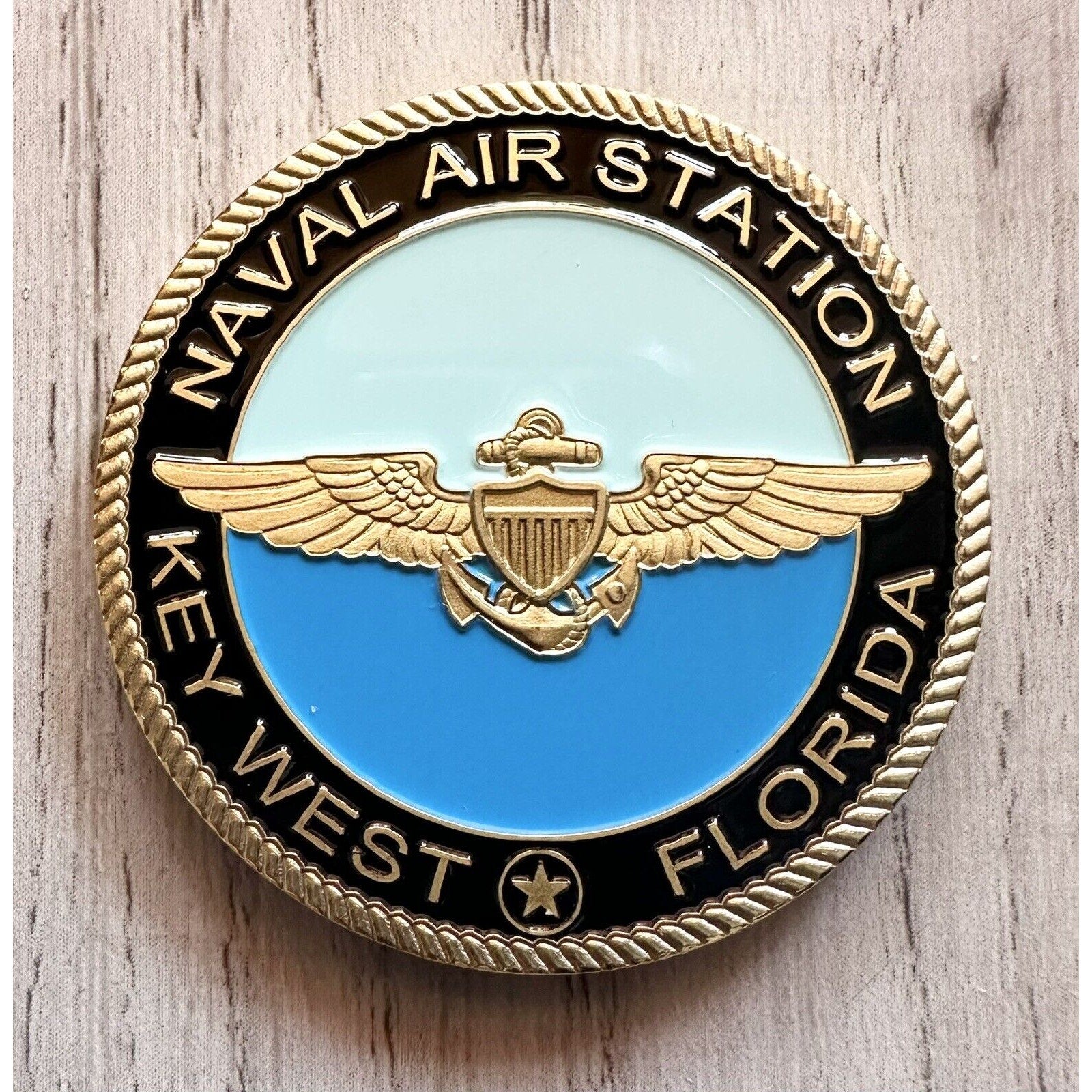 NAS NAVY NAVAL AVIATION PILOT WINGS AIR STATION KEY WEST FLORIDA CHALLENGE COIN