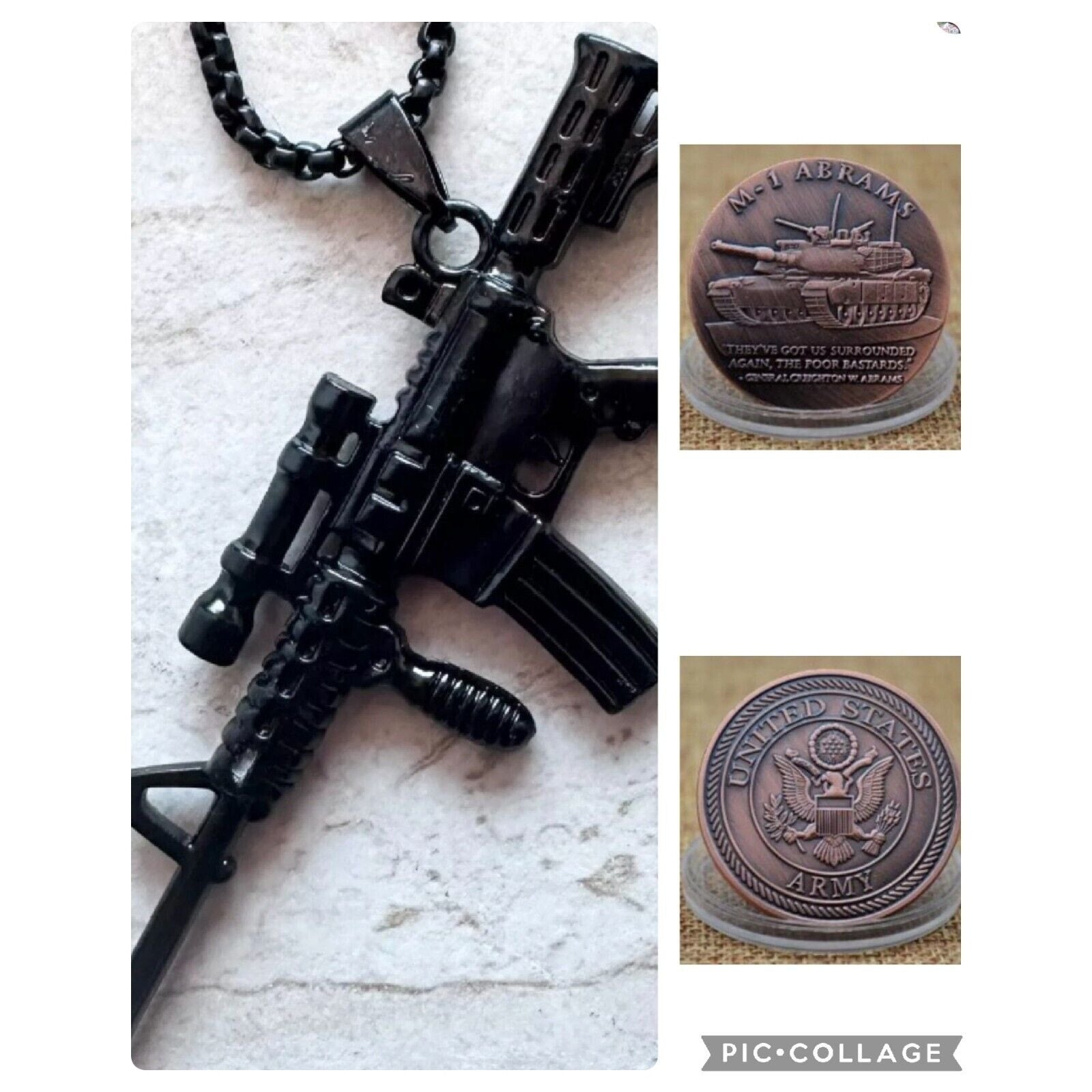 2pcs ARMY MARINE CORPS M-1 ABRAMS ARMY BATTLE TANK USMC LIC 23125 And Dog Tag