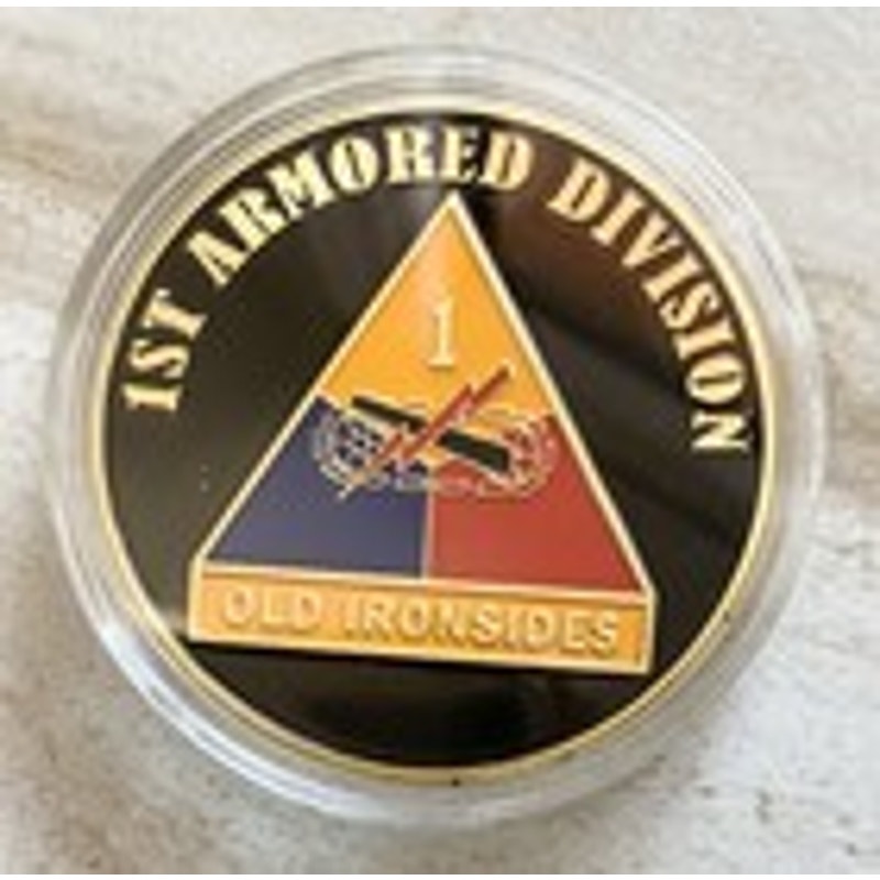 US ARMY 1st ARMORED DIVISION "OLD IRONSIDES" Challenge Coin Keychain
