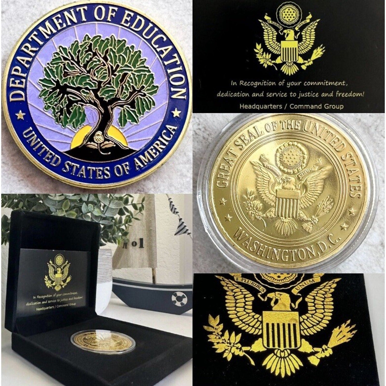 Department of Education Challenge Coin DOE With Retirement Award