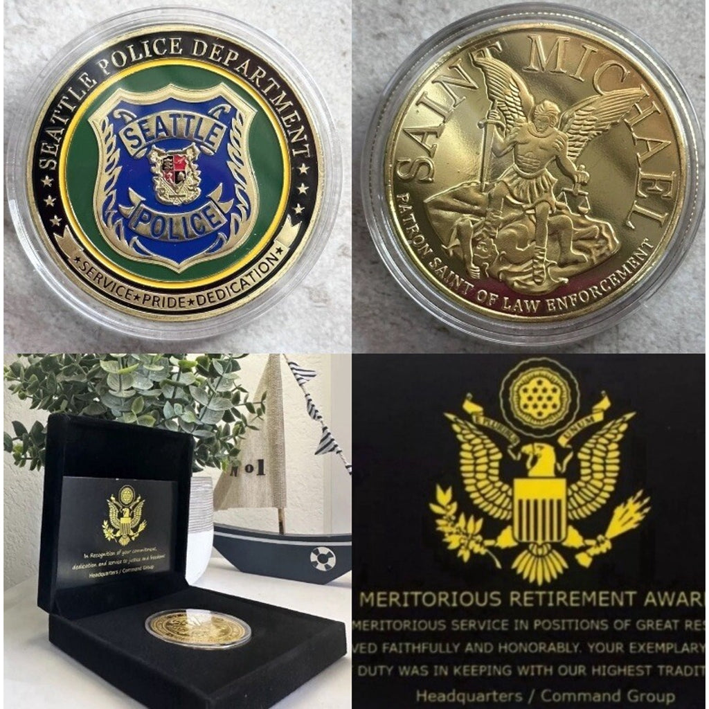 CITY OF SEATTLE, WA. Police Dept. Challenge Coin With Retirement Award