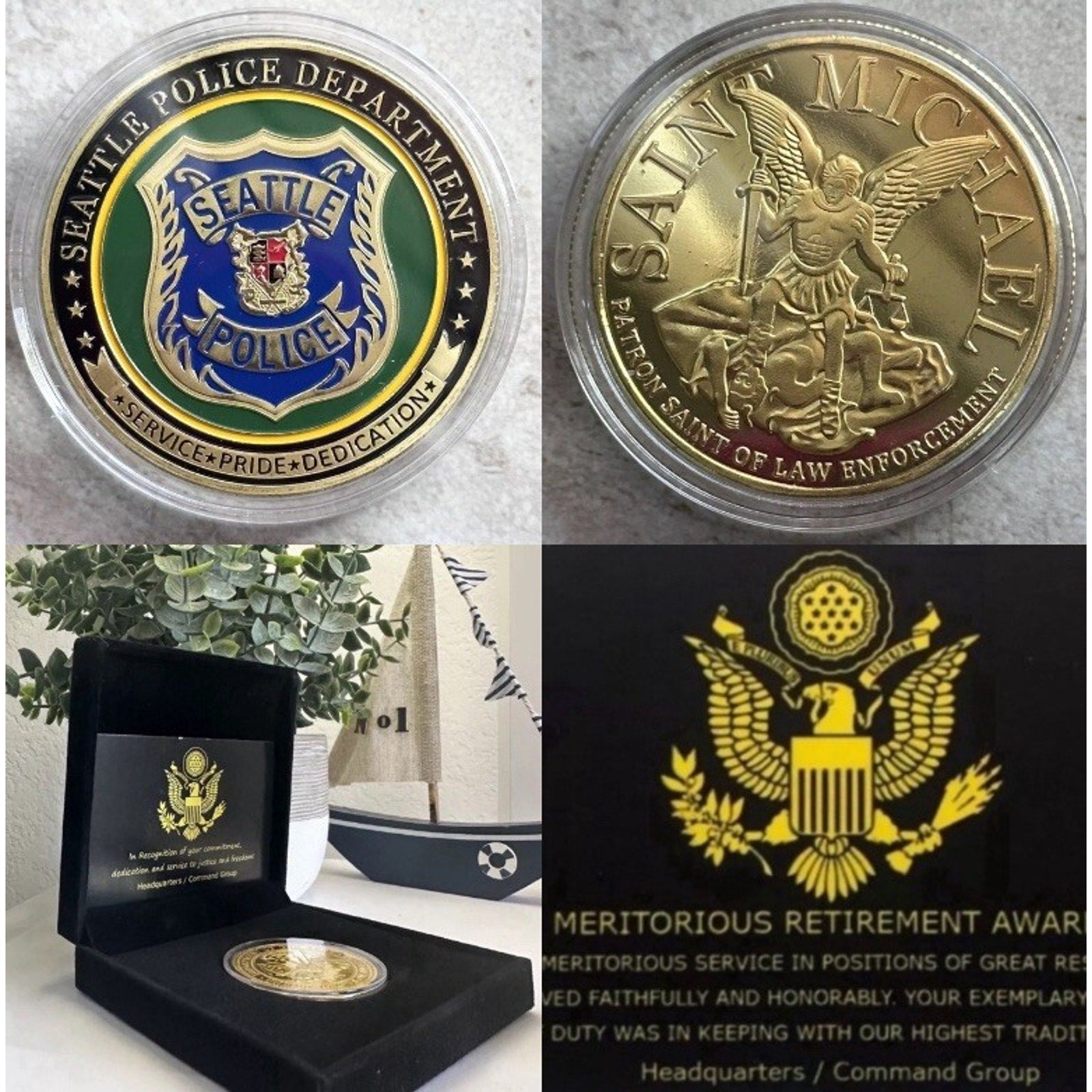 CITY OF SEATTLE, WA. Police Dept. Challenge Coin With Retirement Award
