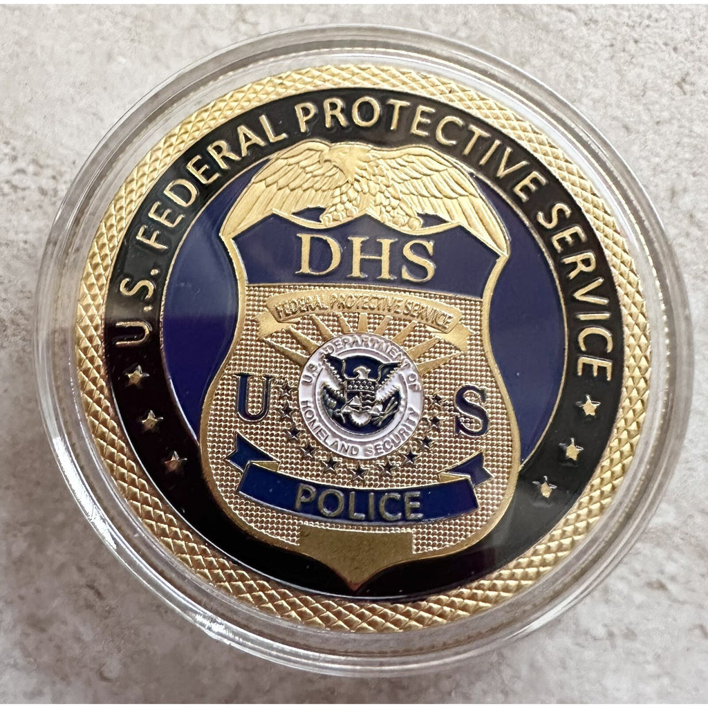 US Federal Protective Service Police Dept Coin With Retirement Award