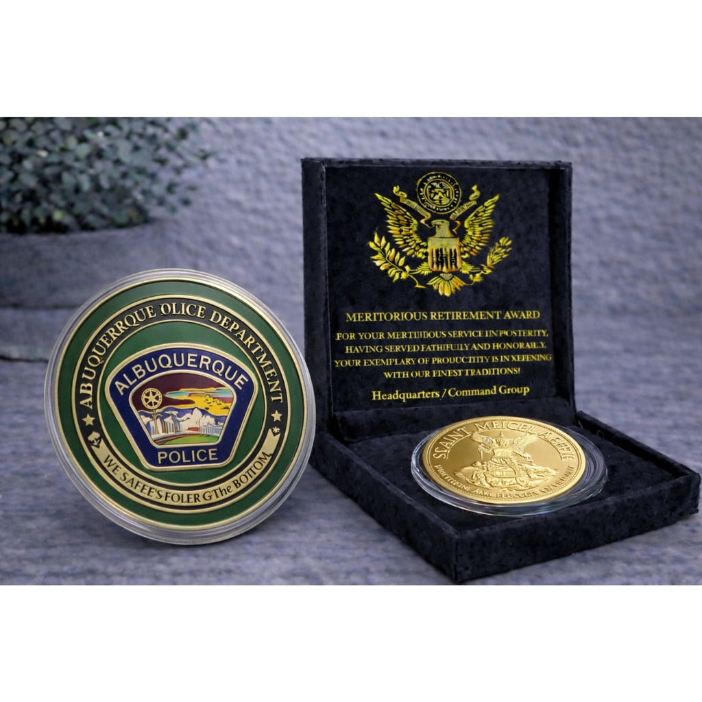 City Of Albuquerque Police Dept Challenge Coin With Retirement Award