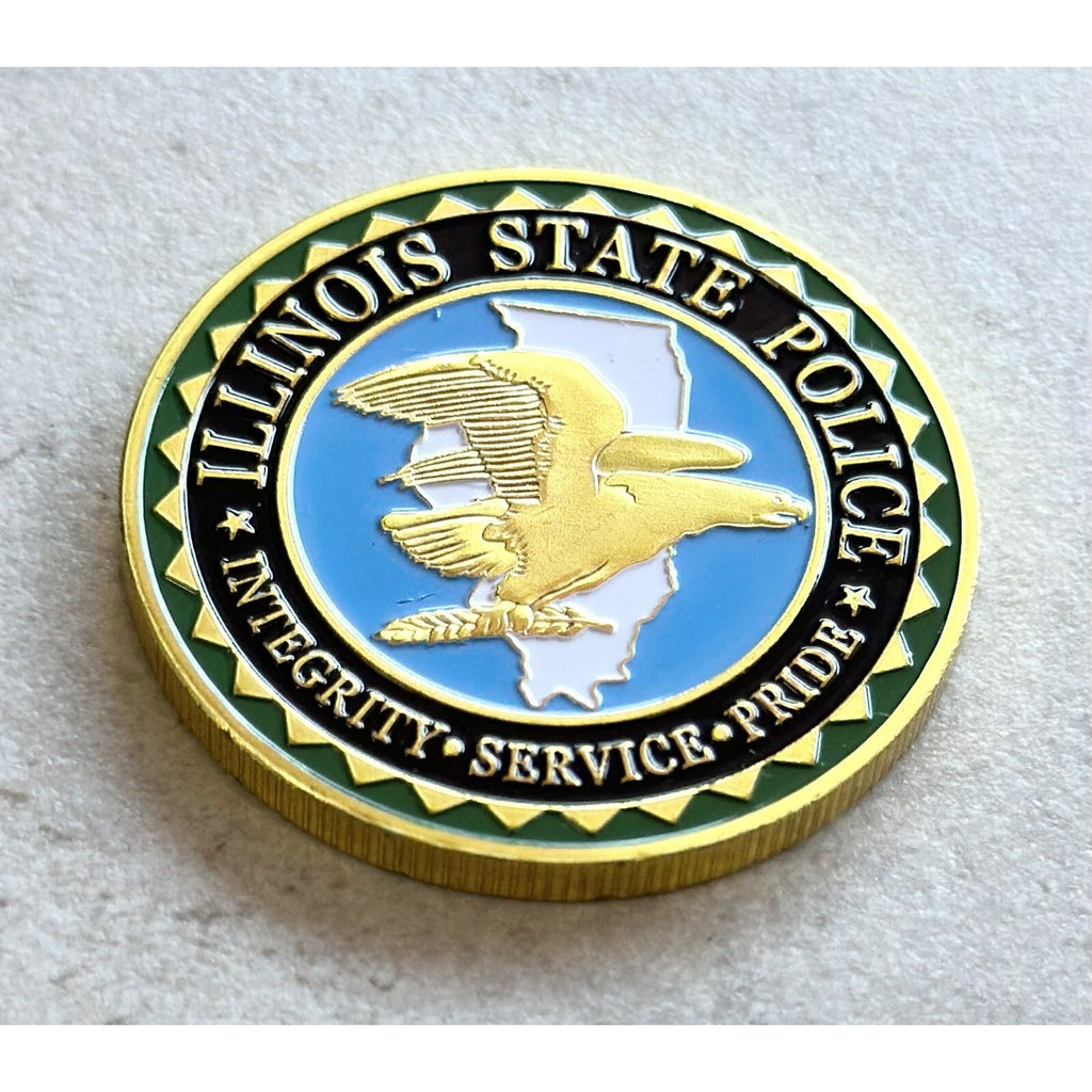 ILLINOIS STATE POLICE Challenge Coin w/ Retirement Award