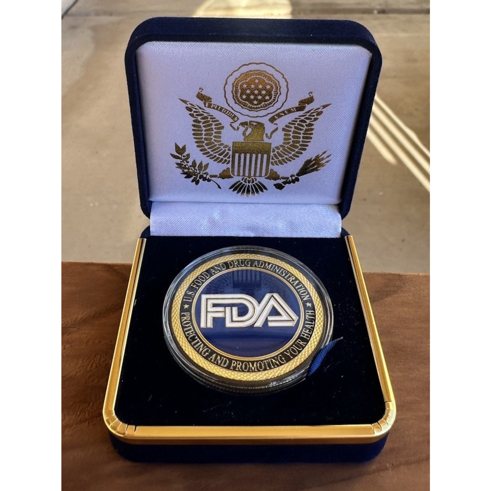 Copied - FOOD AND DRUG ADMINISTRATION (FDA) Challenge Coin With Blue Velvet Case