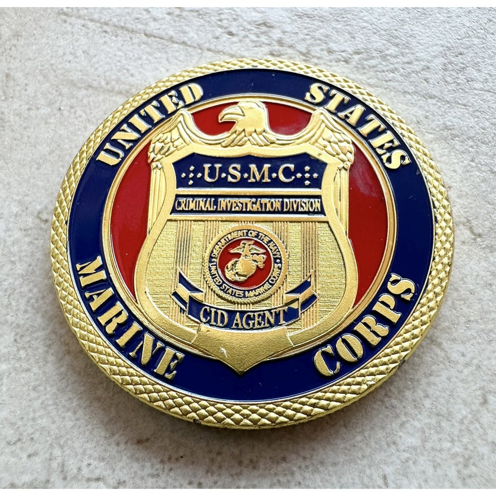 USMC MARINE CORPS CRIMINAL INVESTIGATION DIVISION COLORIZED w/ Retirement Award
