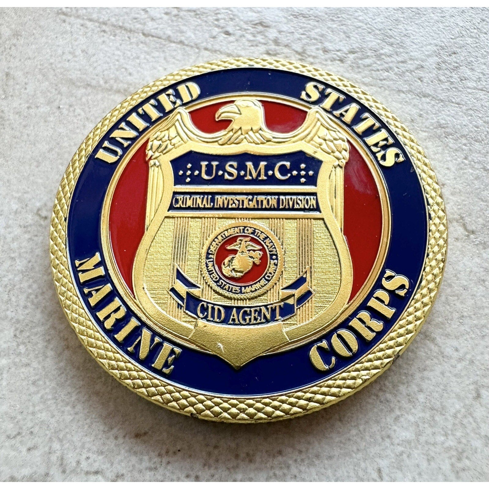USMC MARINE CORPS CRIMINAL INVESTIGATION DIVISION COLORIZED w/ Retirement Award