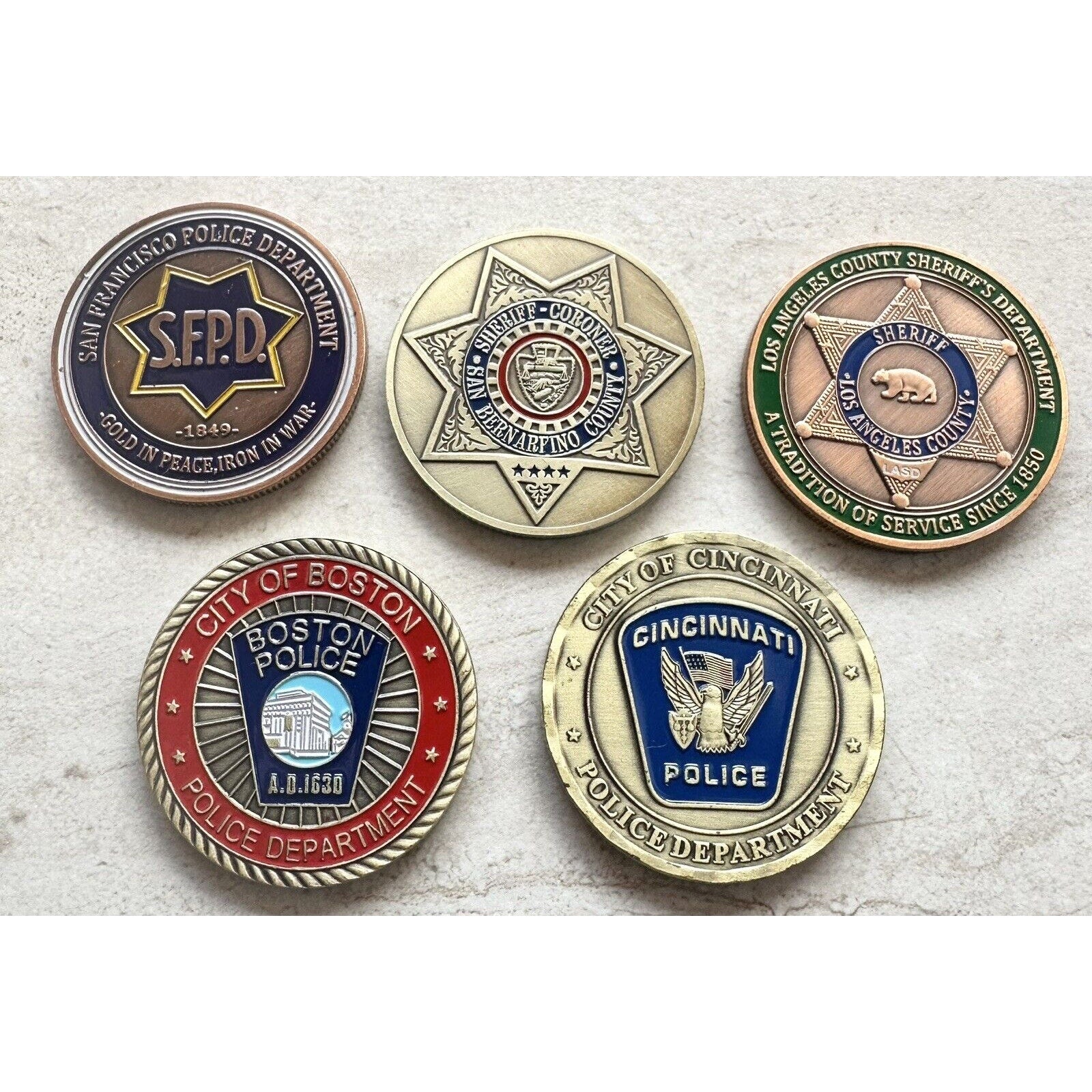 5 x Pcs Police officer badge challenge coin New. Fast Shipping