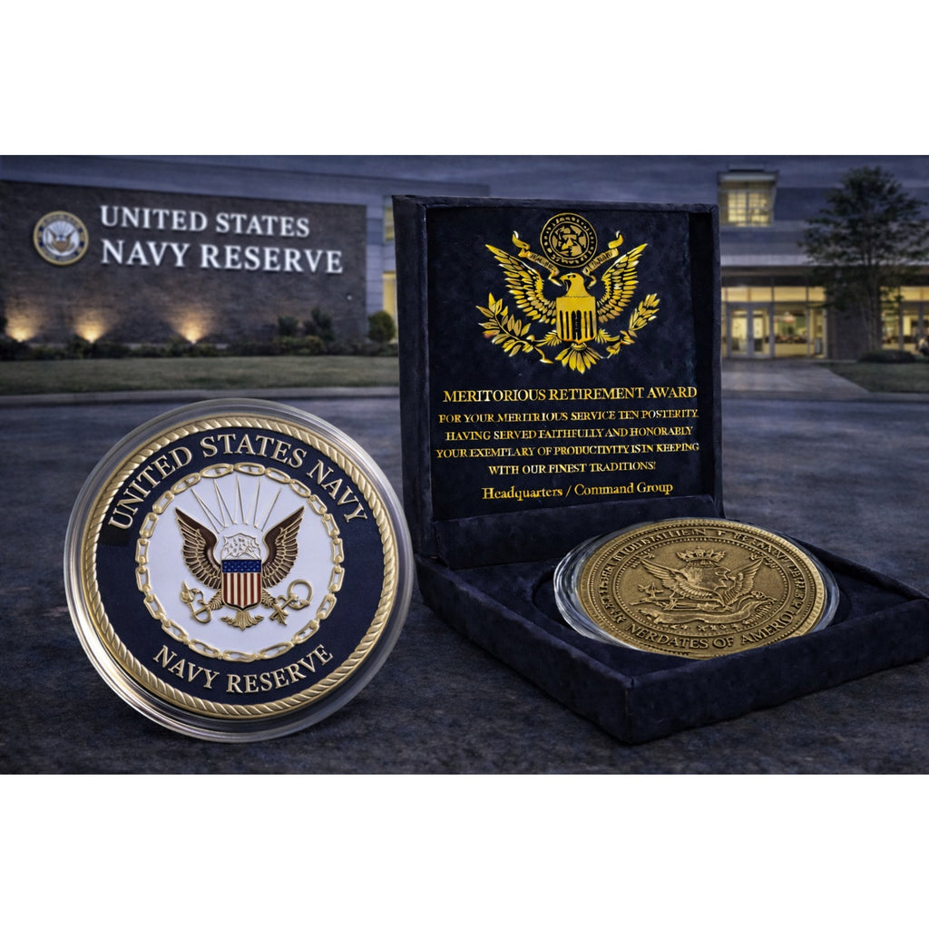 U S NAVY RESERVE Challenge Coin. New! Fast Shipping w/ Retirement Award