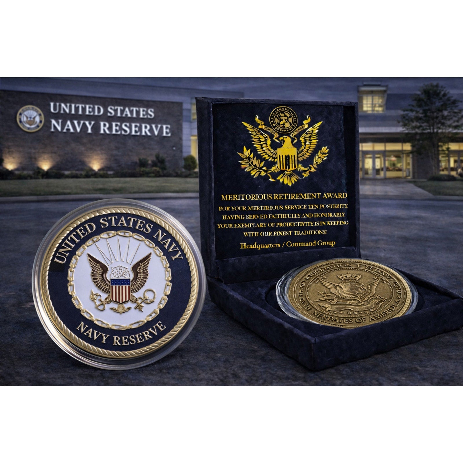U S NAVY RESERVE Challenge Coin. New! Fast Shipping w/ Retirement Award
