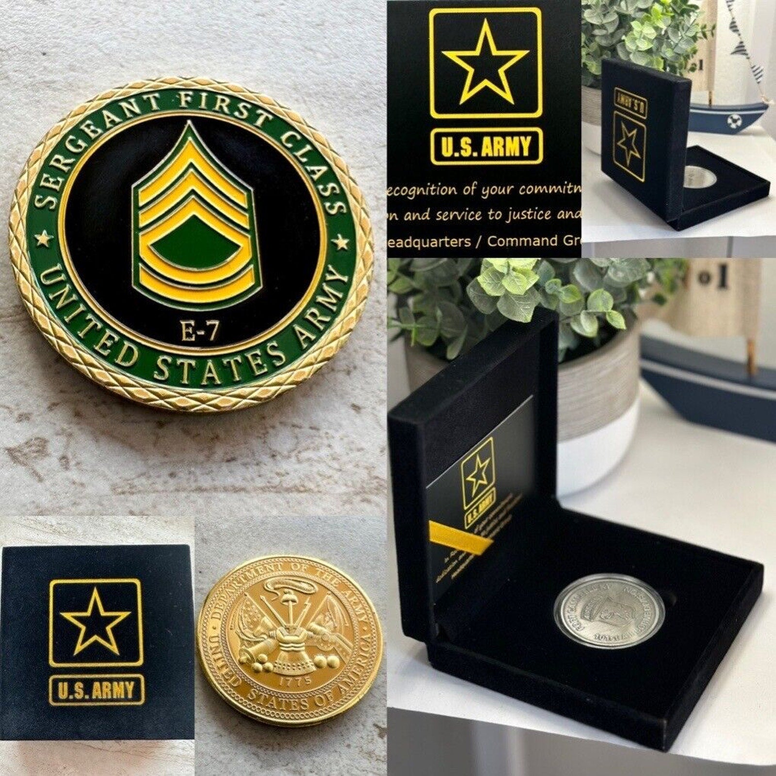 Challenge Coin United States Army E-7 Sfc Sergeant First Class, With Velvet Case