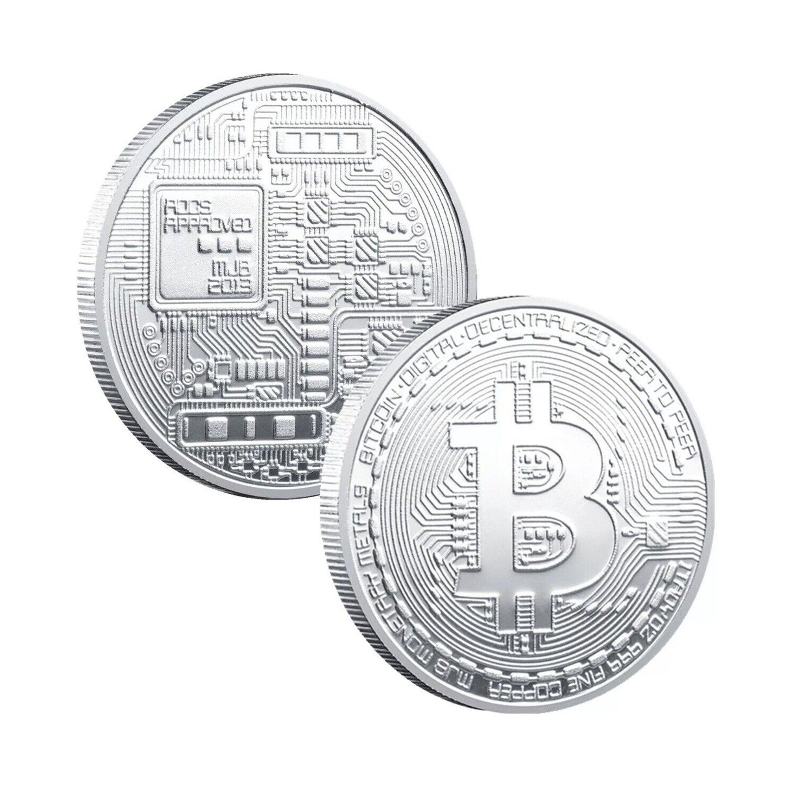 Silver Bitcoin Coins Commemorative Collectors Silver Plate Coin USA