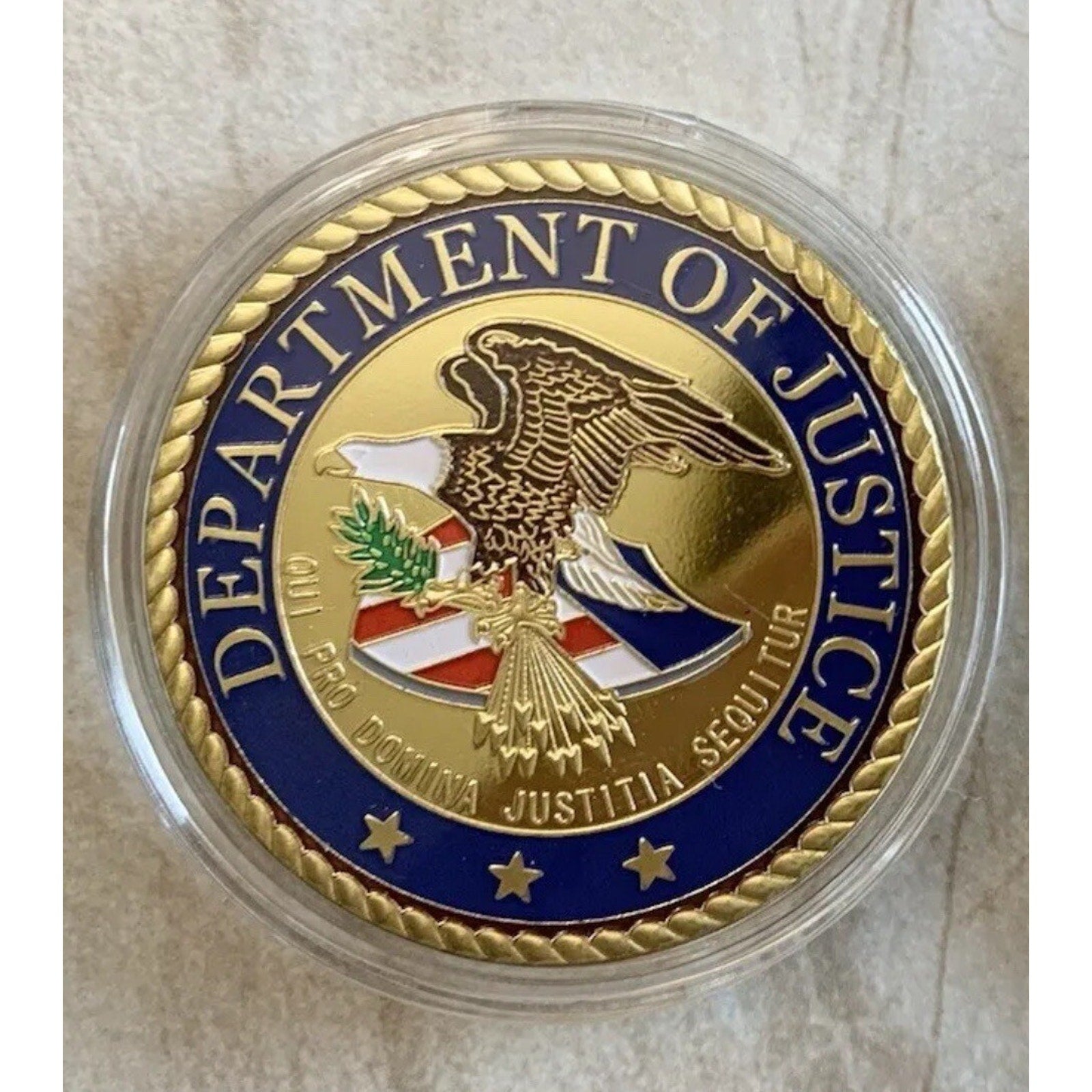 DOJ U.S Government DEPARTMENT OF JUSTICE Coin With Retirement Award