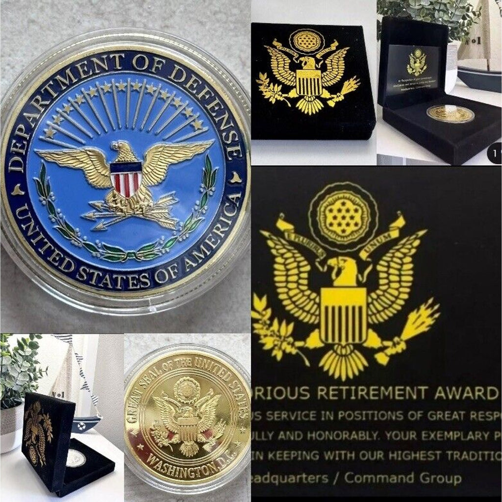 United States Department of Defense Challenge Coin With Retirement Award
