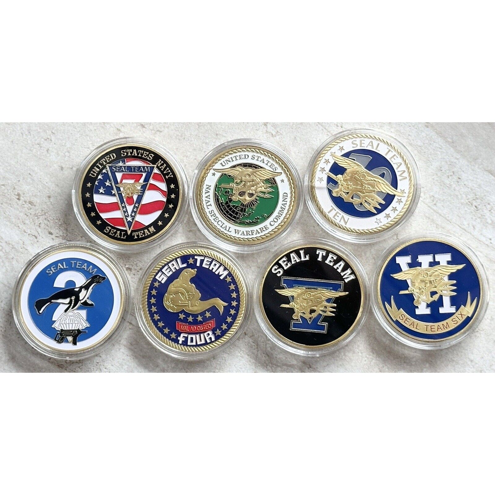 Lot of Navy SEALS Special Forces challenge coin & Seal Team Two Four Five Six….