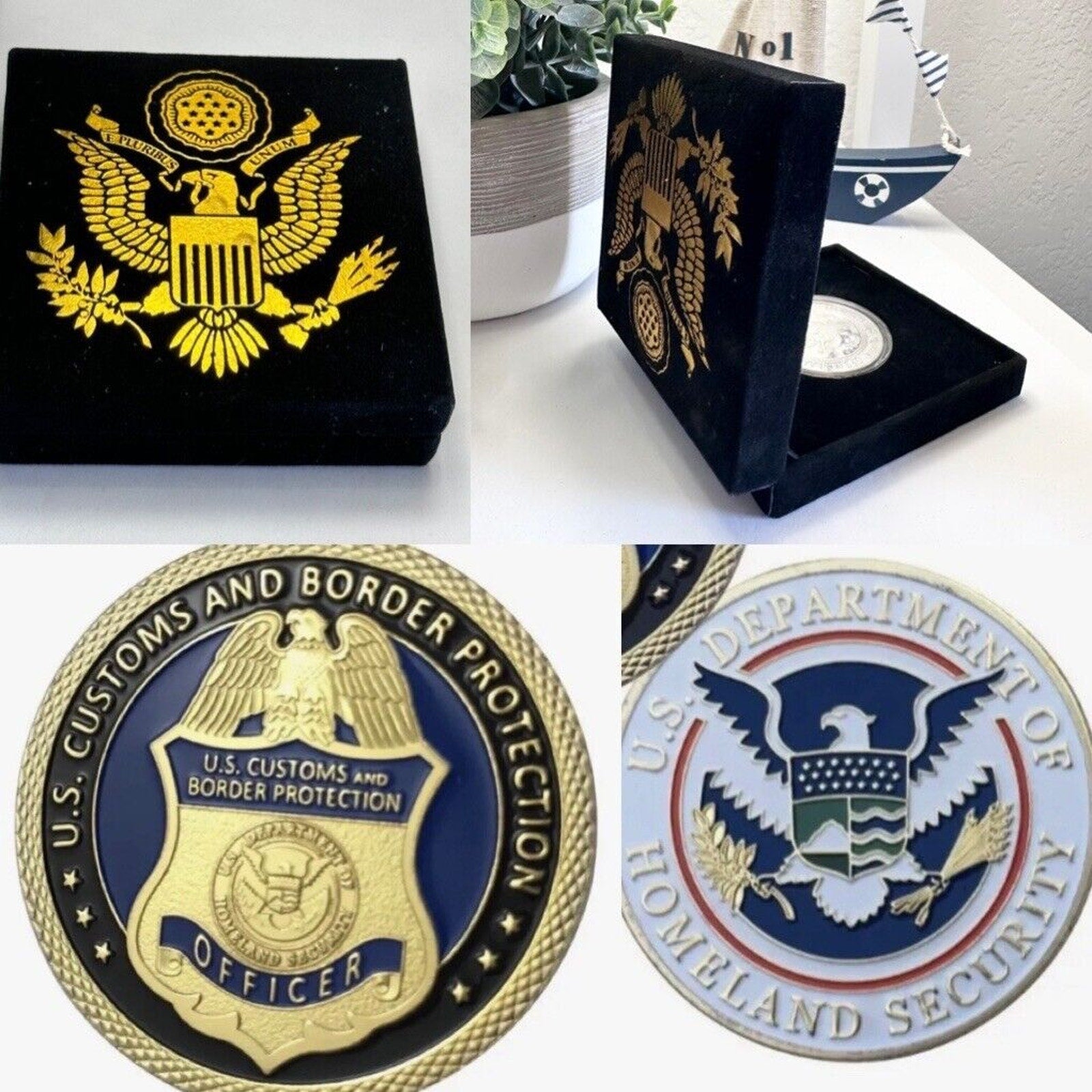U.S CUSTOMS AND BORDER PROTECTION Challenge Coin with Special Velvet Case