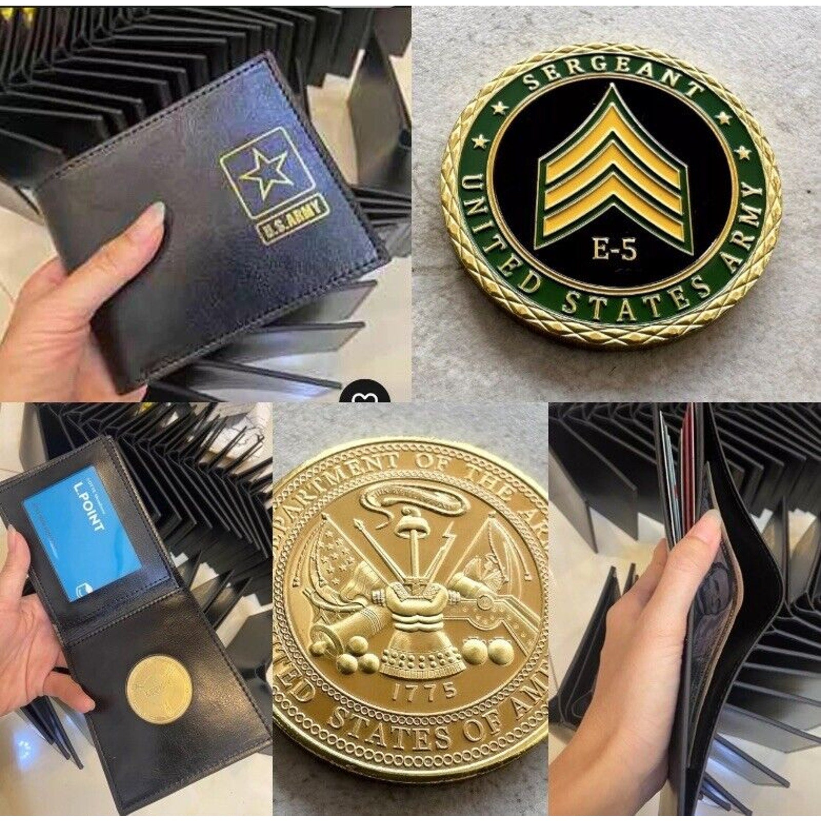 U.S. Army Sergeant E-5 Rank with Credential coin holder wallet
