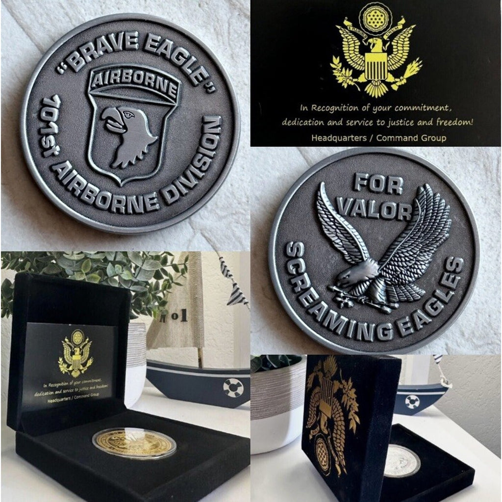 Challenge Coin 101st Airborne Original Coin With Retirement Award