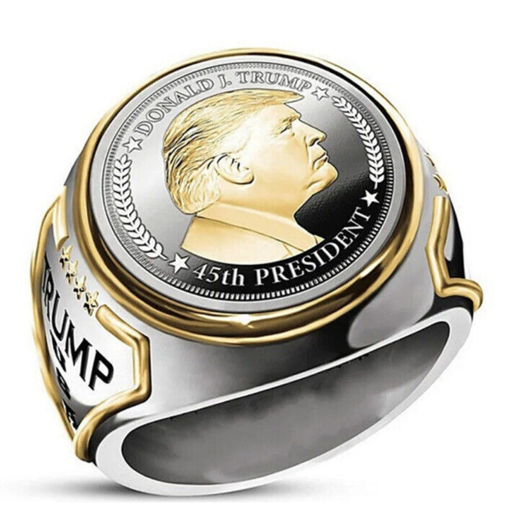 USA President Trump 2024 Ring Coin (stock Pic Ring Has Less Fine Details) Size 7