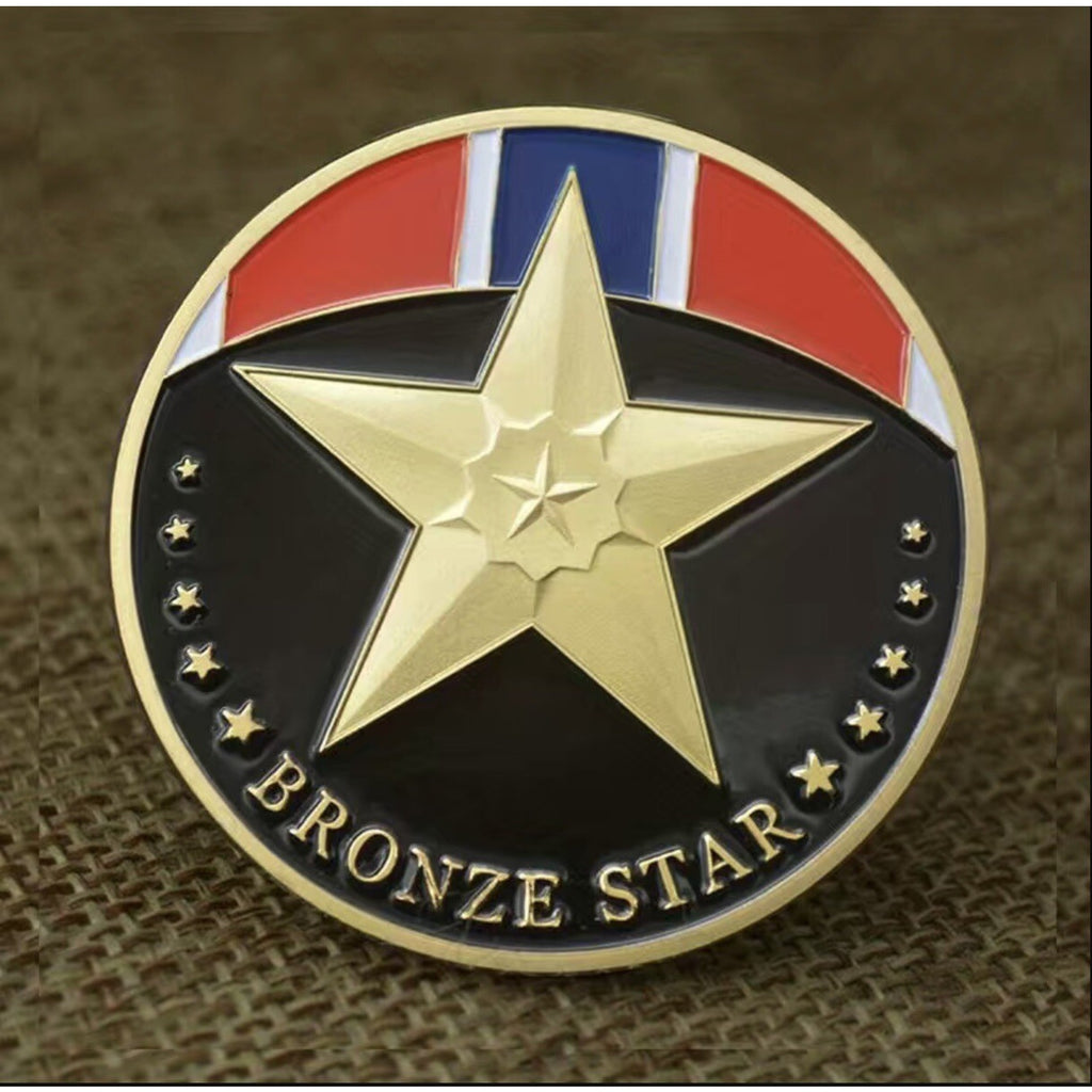 US Military Challenge Coin "BRONZE STAR" USMC USN ARMY USAF w/ Retirement Award