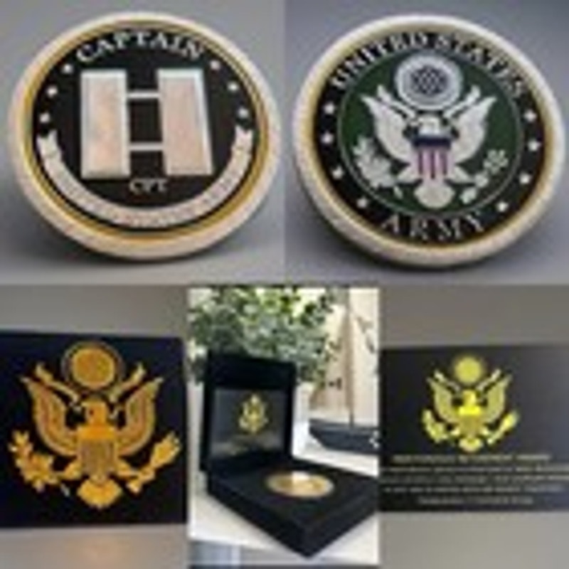 US ARMY CAPTAIN RANK CHALLENGE COIN MILITARY Come With Case Retirement Award