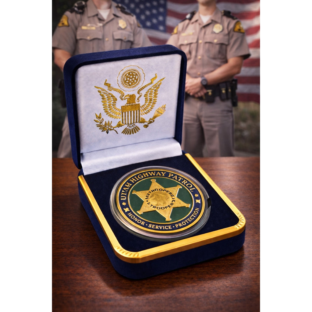 Utah Highway Patrol Challenge Coin With Blue Velvet Case. New! Fast Shipping!