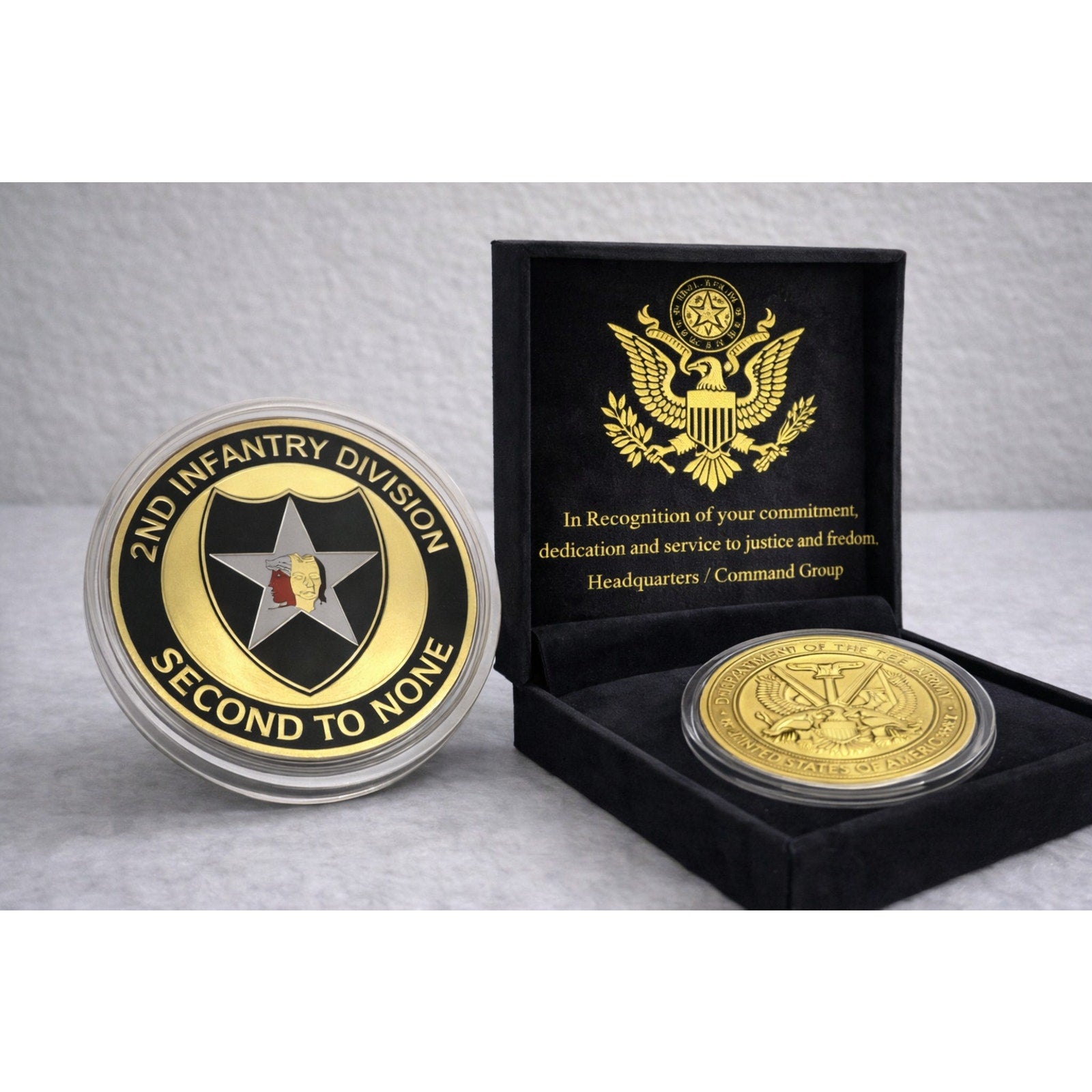 us army challenge coins 2nd Infatntry division fast ship w/ Achievement Award