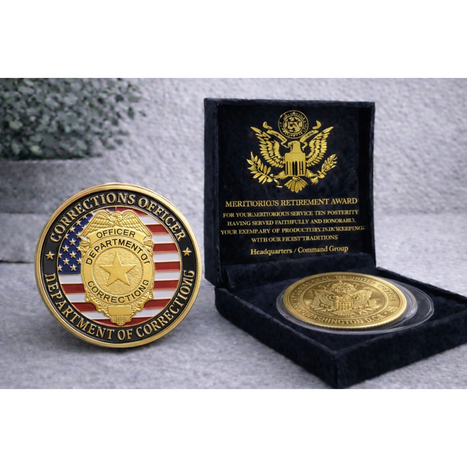 Department of Corrections Officer Challenge Coin w/ Retirement Award