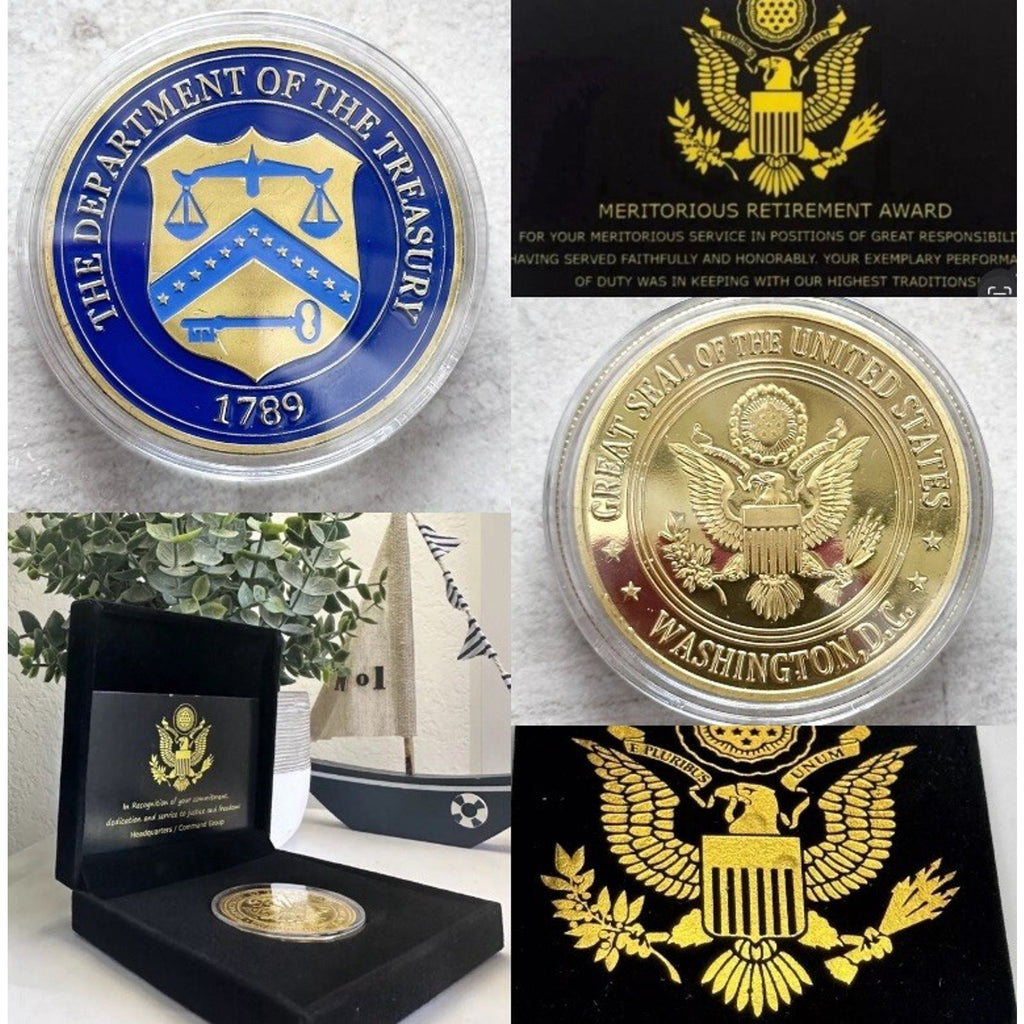 United States Department of the Treasury Challenge Coin With Retirement Award