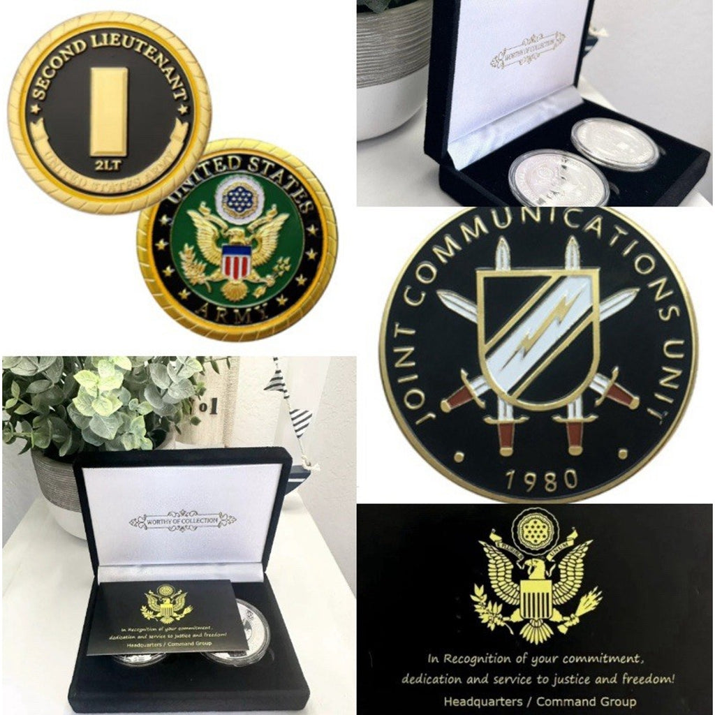 2pcs Army Rank 2LT 2nd O-2 And Joint Communications Unit Coin