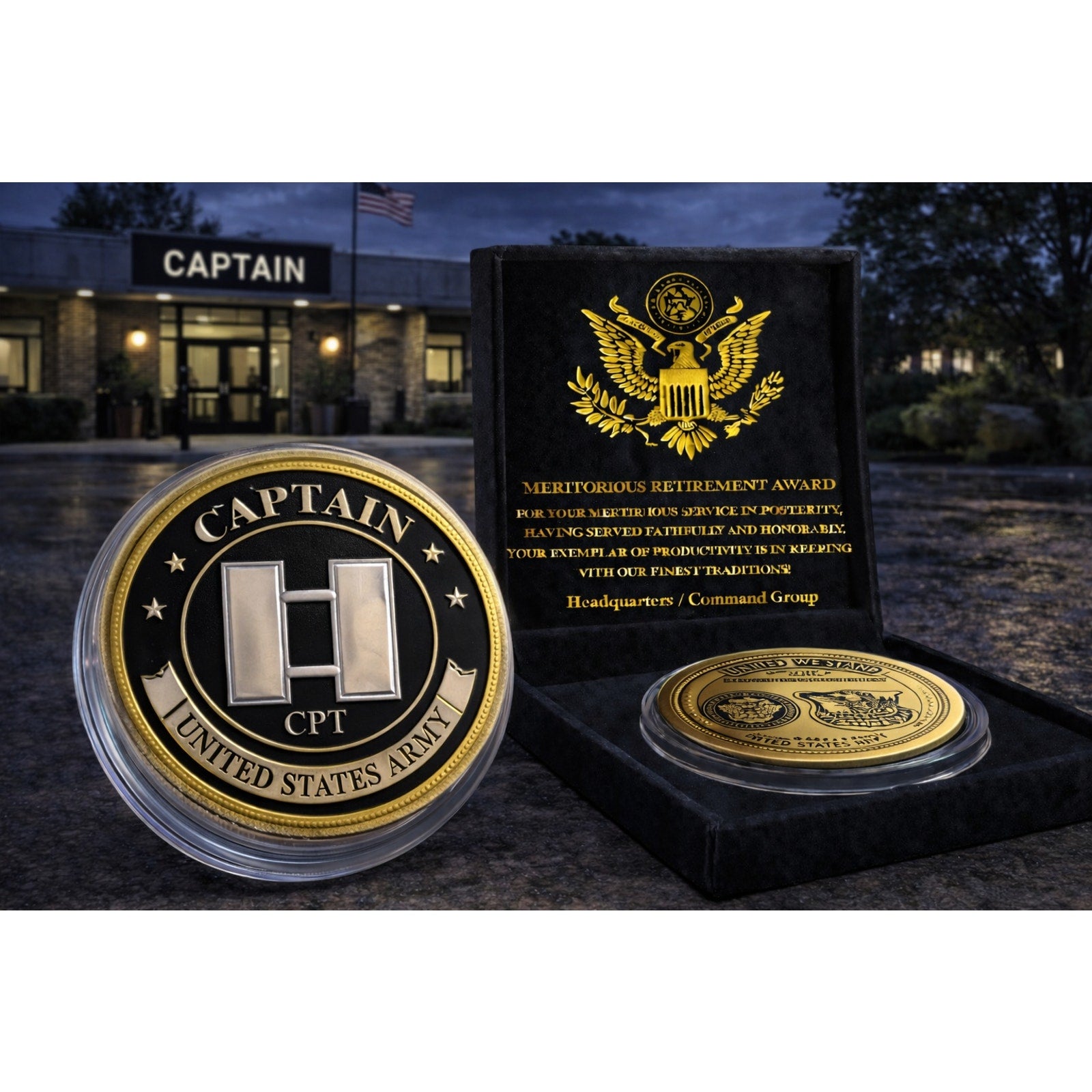 Army Rank Captain O-3 And IDF NAVY JOINT OPERATION USS GERALD w/ Retirement Awar