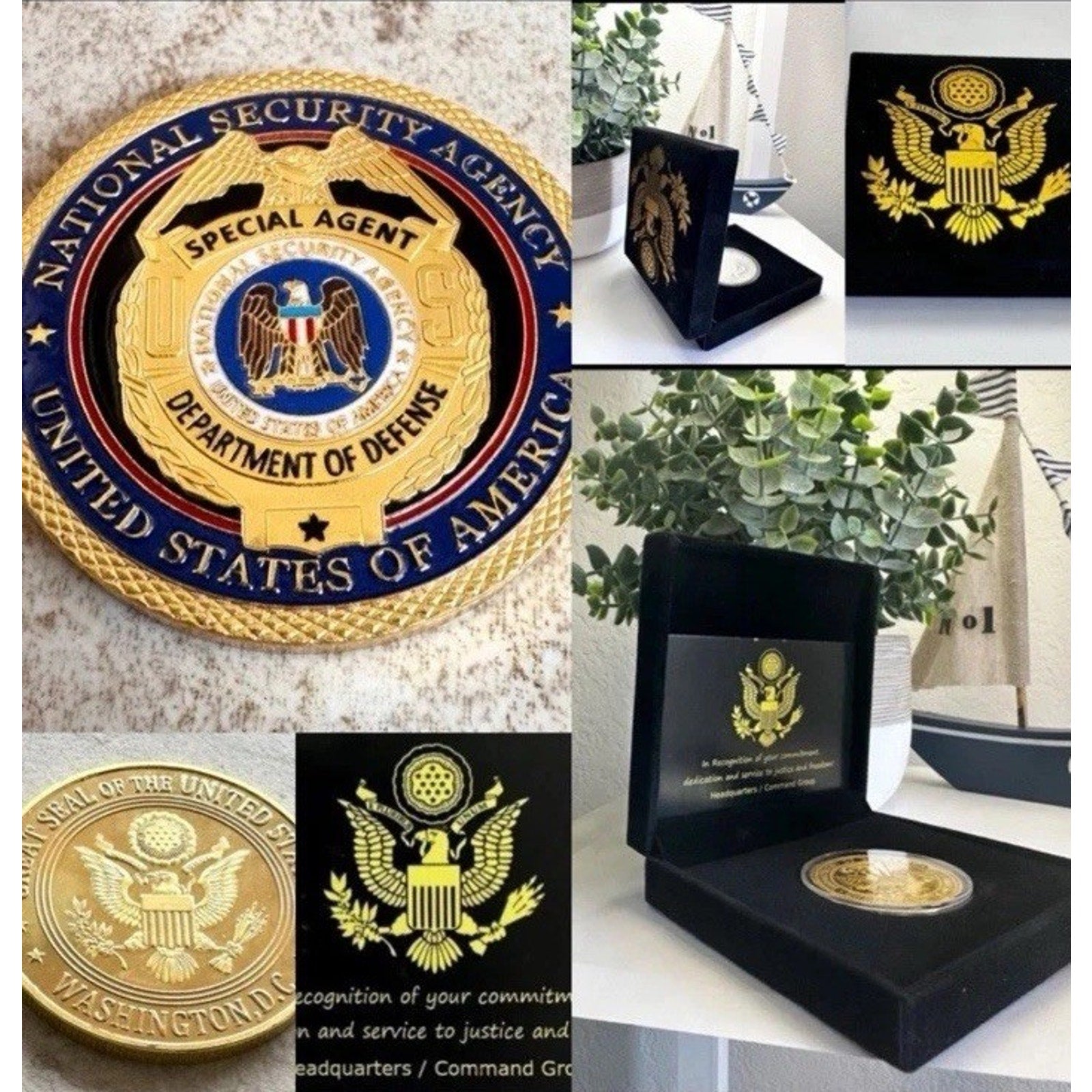 NSA US National Security Agency Special Agent DOD Challenge Coin W Velvet Case