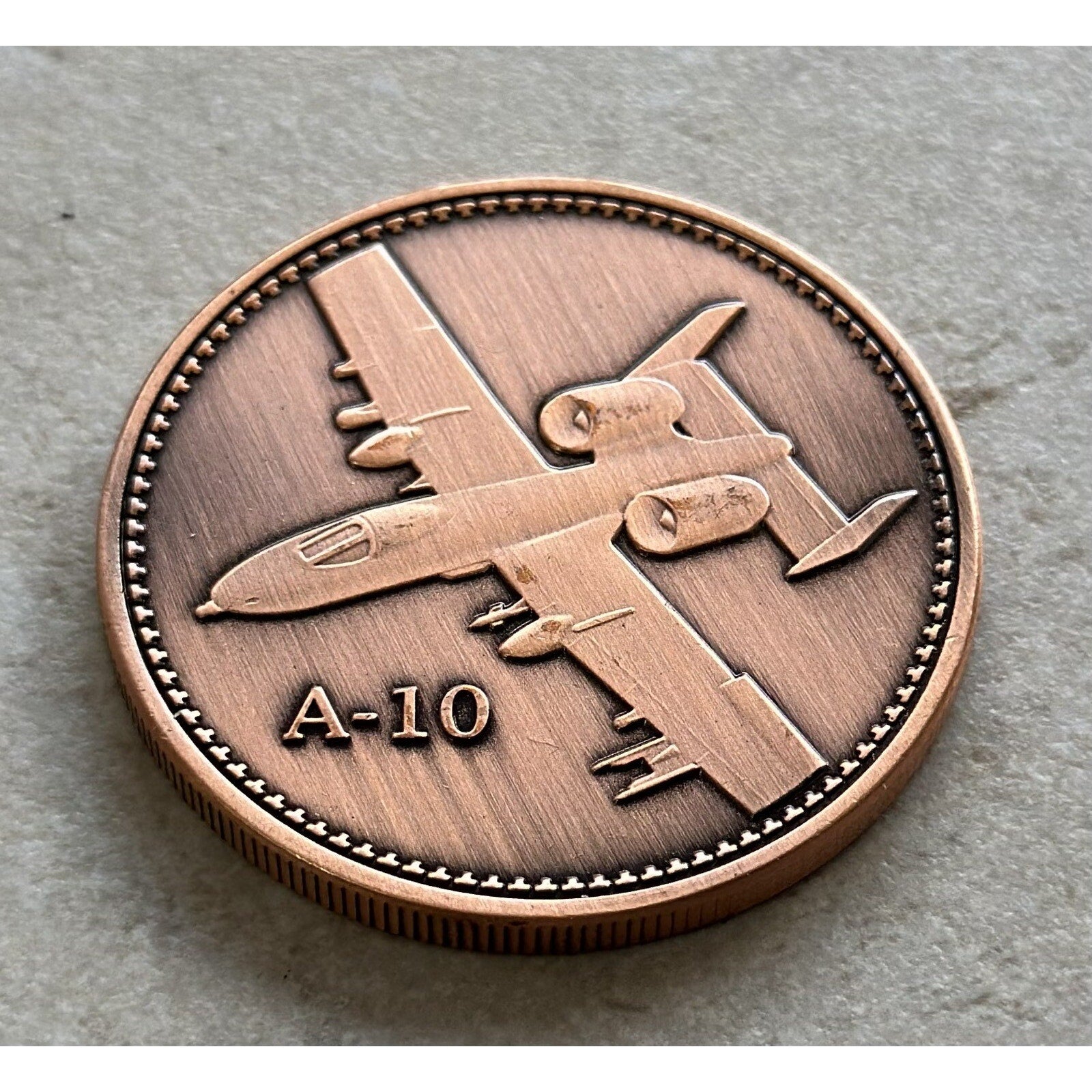 U S AIR FORCE A-10 THUNDERBOLT II (COPPER) Challenge Coin w/ Achievement Award