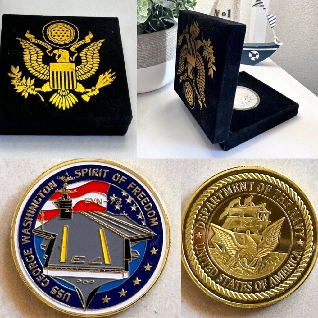 US NAVY USS GEORGE WASHINGTON CVN-73 Challenge Coin With Velvet Case
