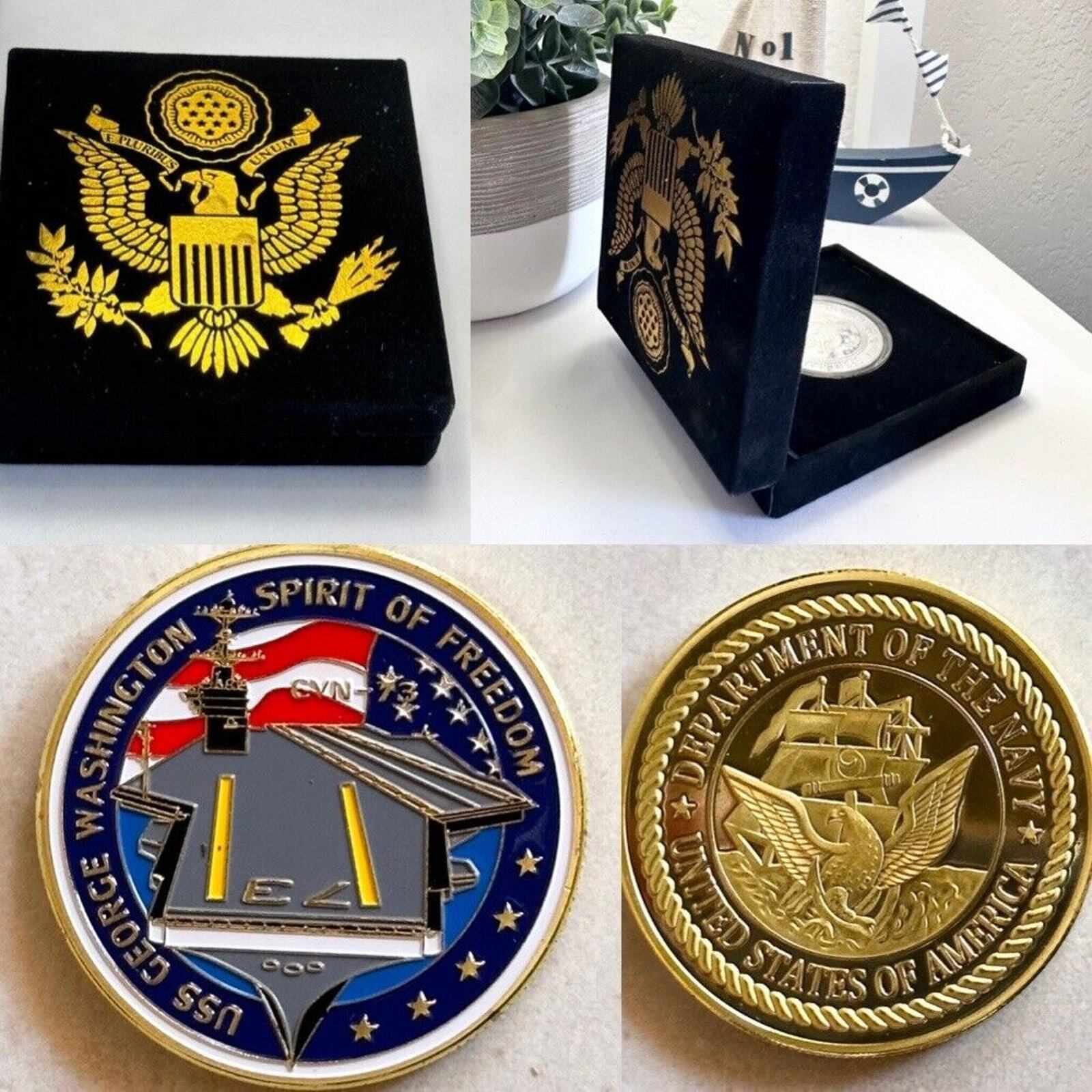 US NAVY USS GEORGE WASHINGTON CVN-73 Challenge Coin With Velvet Case