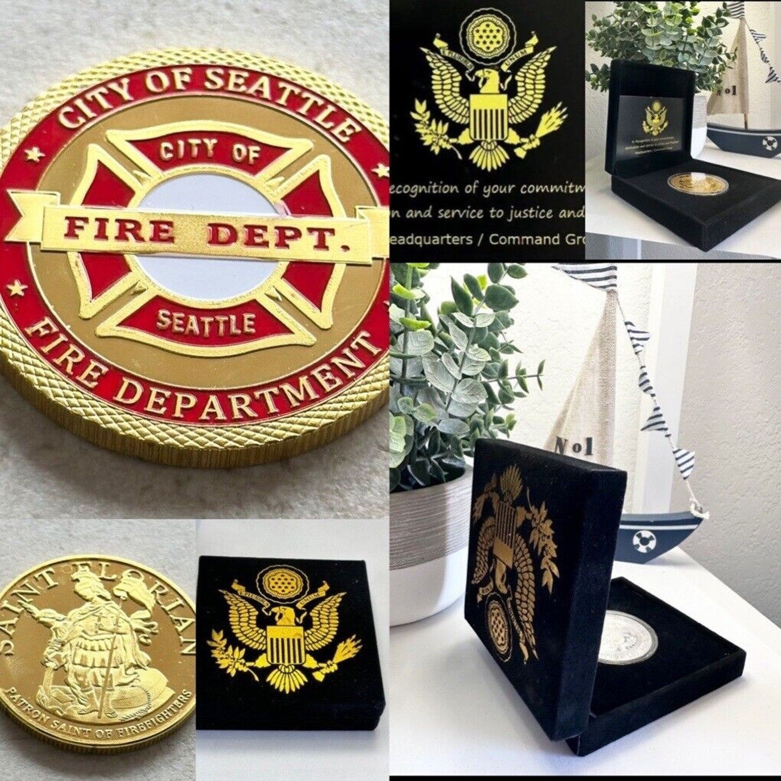 City Of SEATTLE Fire Dept Challenge Coin Come With Special Velvet Case