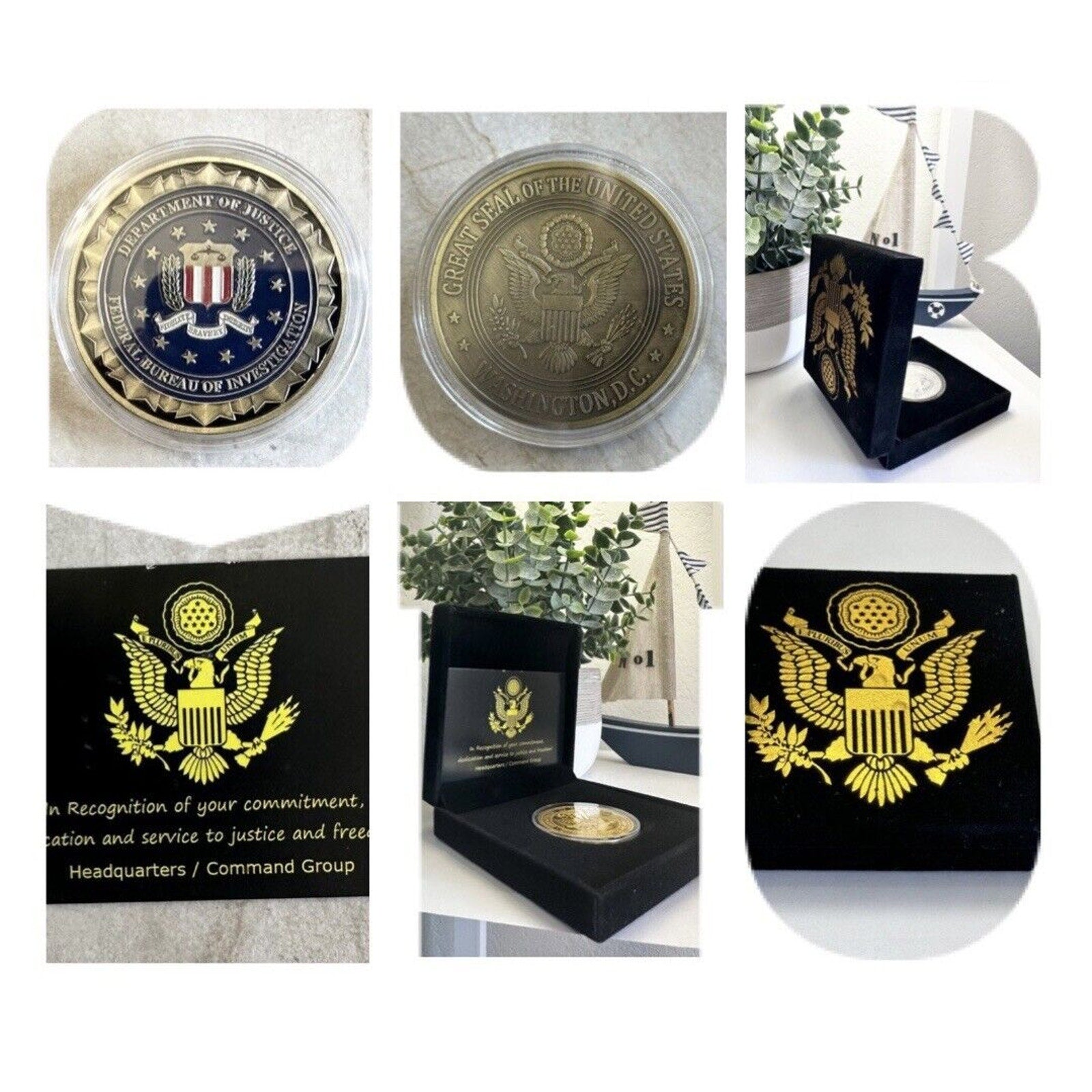FBI Challenge Coin United States DOJ, Come With Special Velvet Case