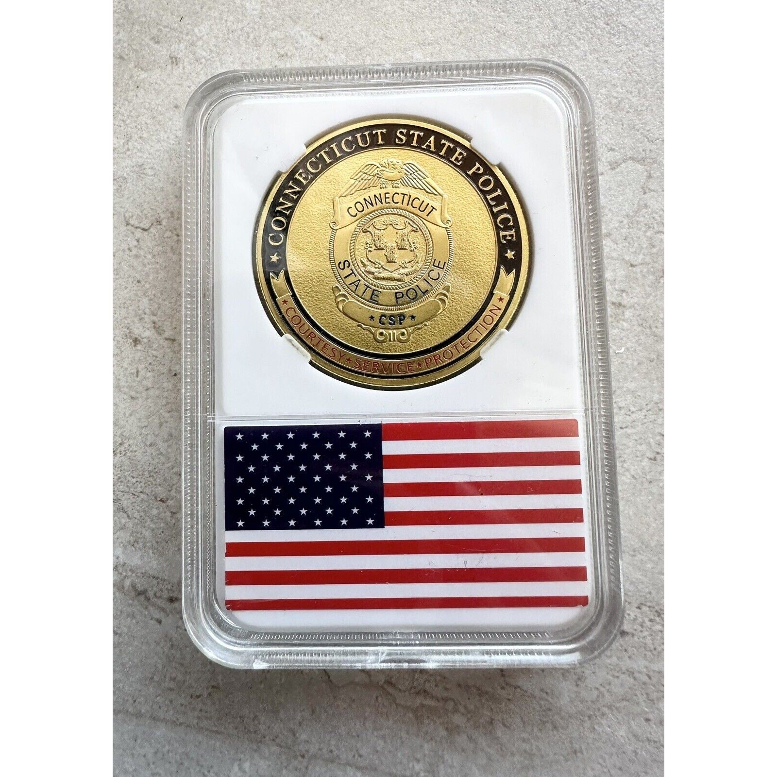 CONNECTICUT STATE POLICE Challenge Coin With Case