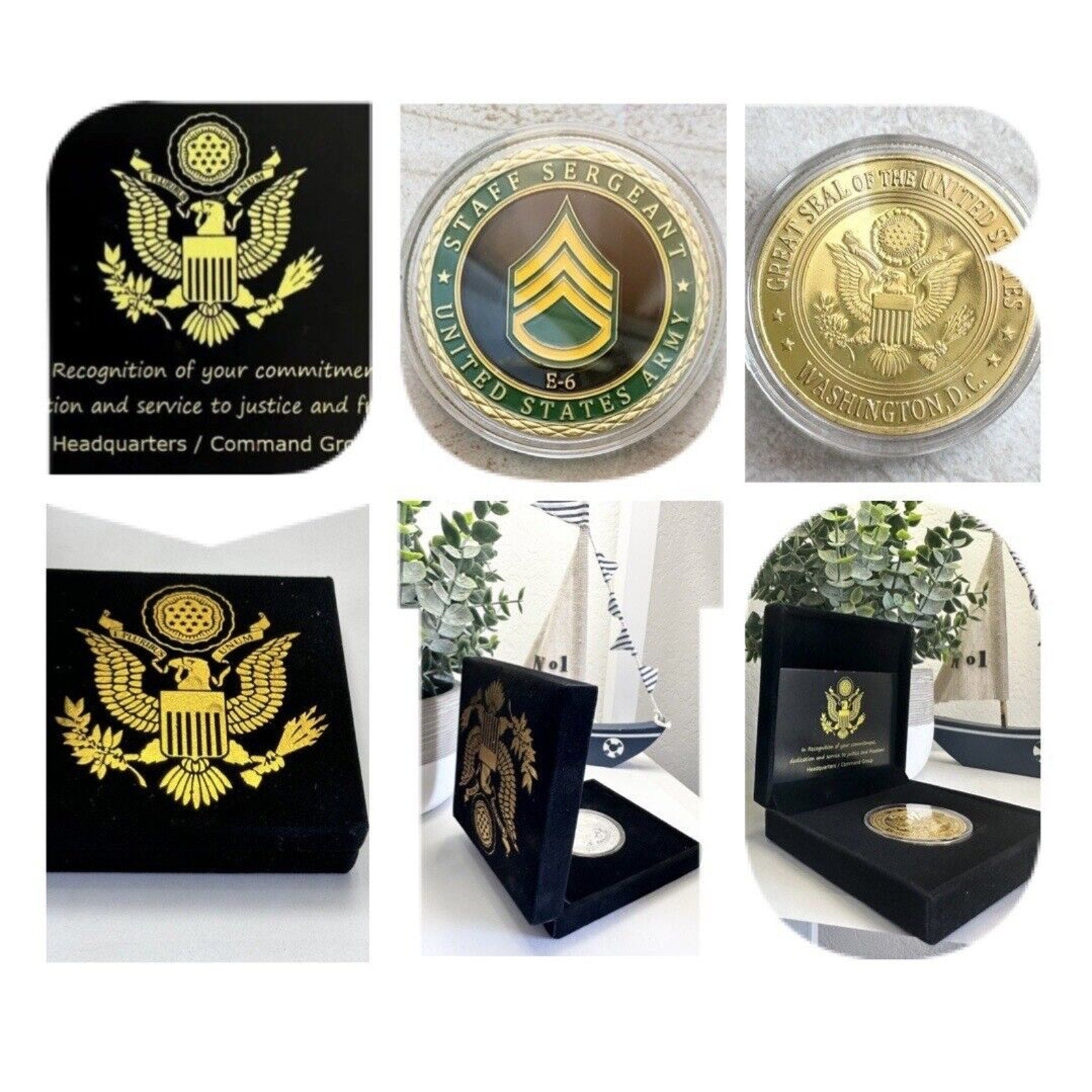 US Army Staff Sergeant E6 Challenge Coin With Special Velvet Case