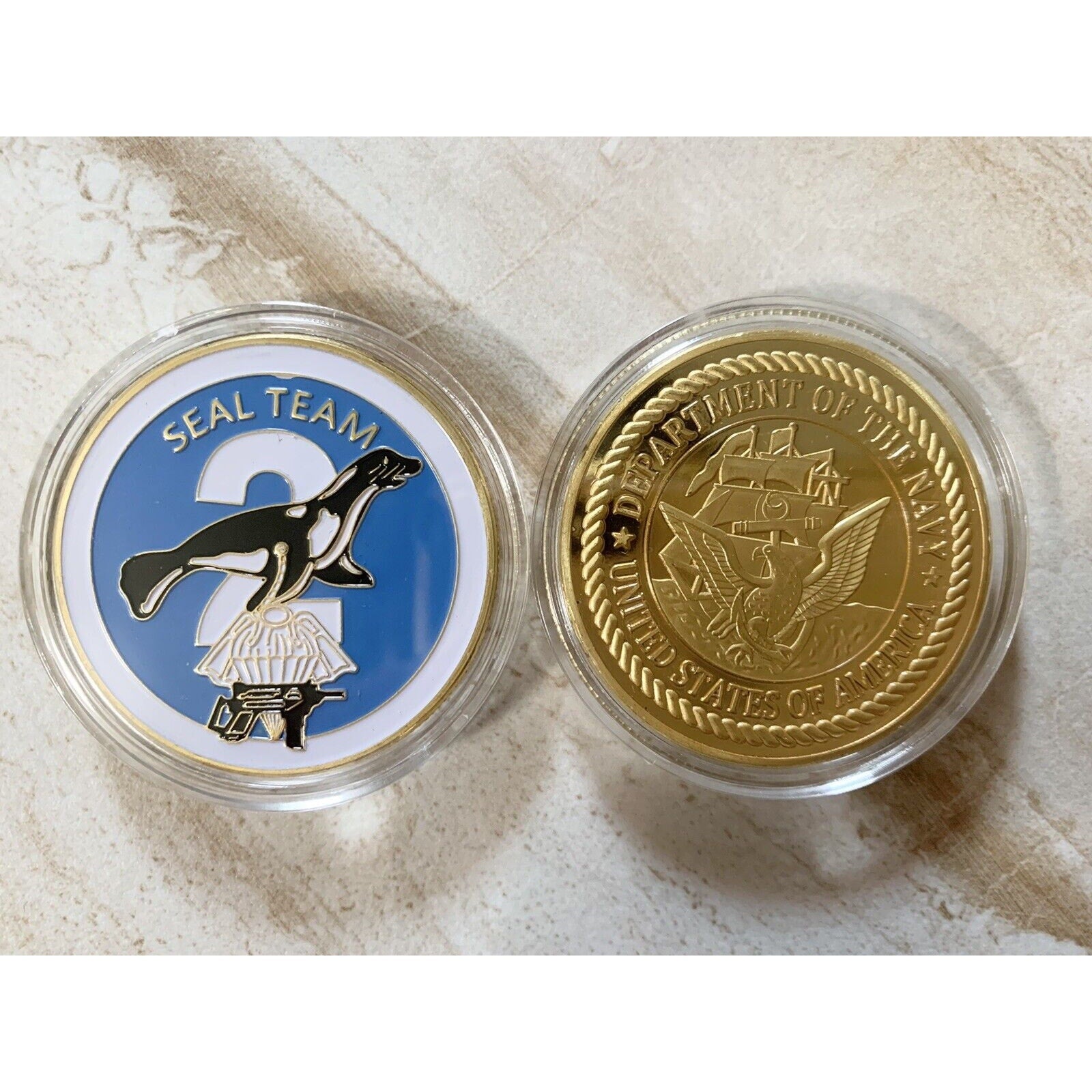 US Navy SEAL Team Two 2 Naval Special Warfare Command Presidential Gift Box Coin