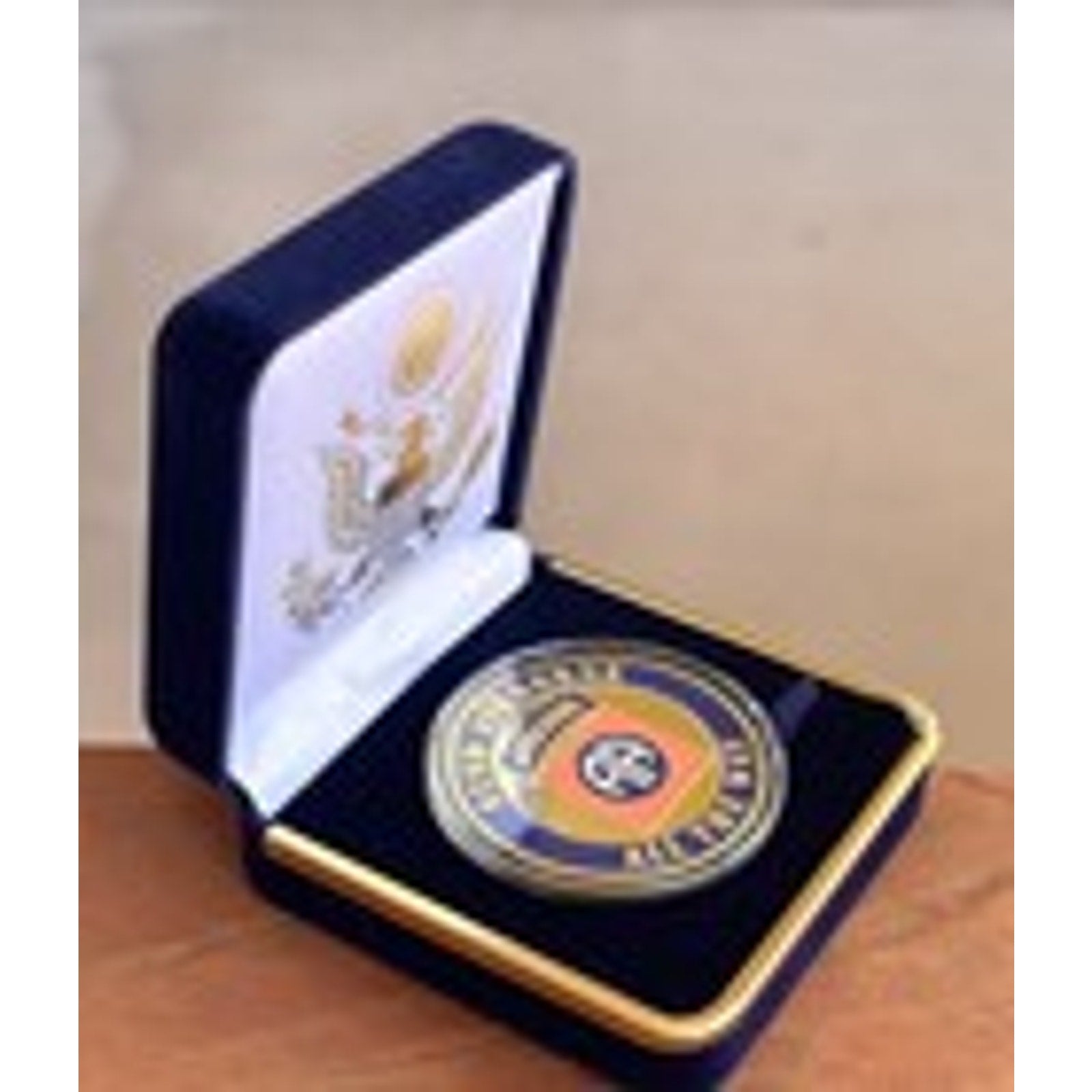 Copied - US ARMY 82nd Airborne Division "All The Way" Challenge Coin W Blue Velvet Case