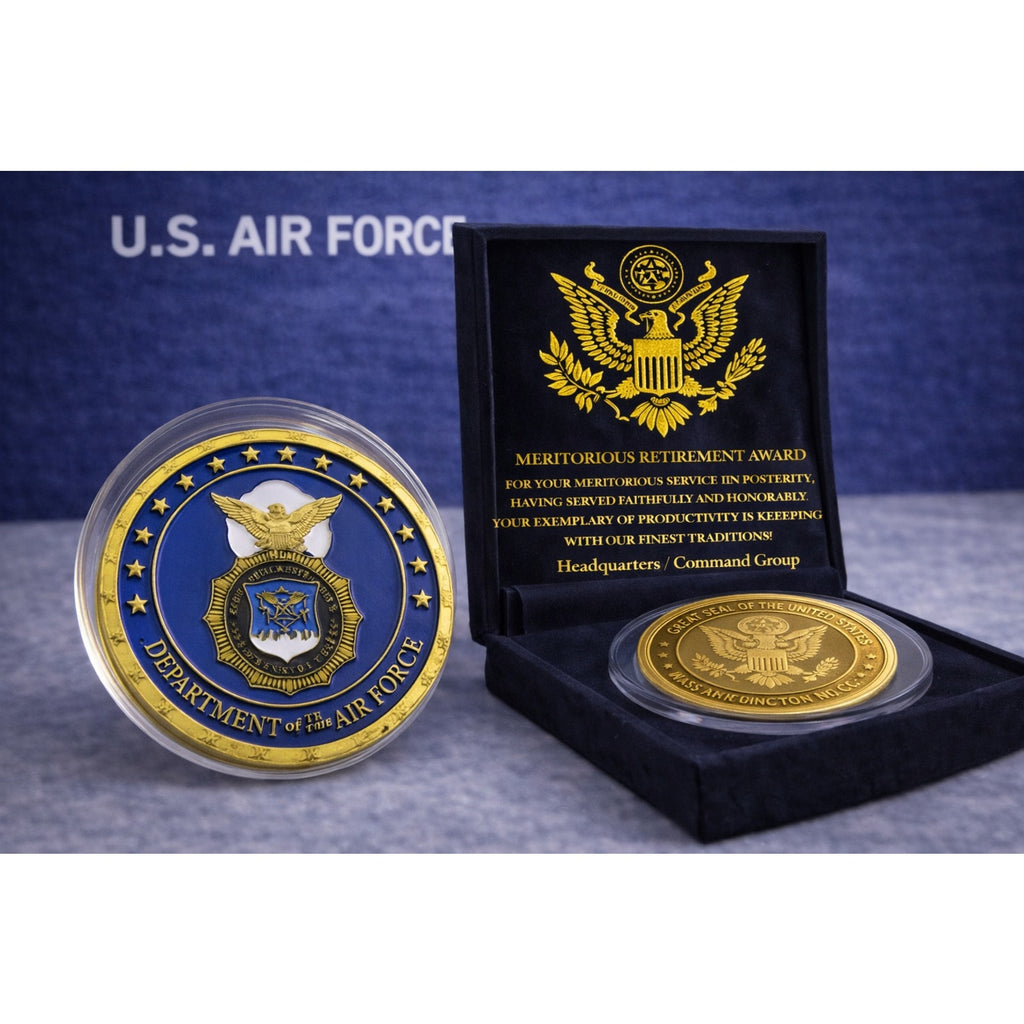 United States Air Force SECURITY POLICE Challenge Coin w/ Retirement Award