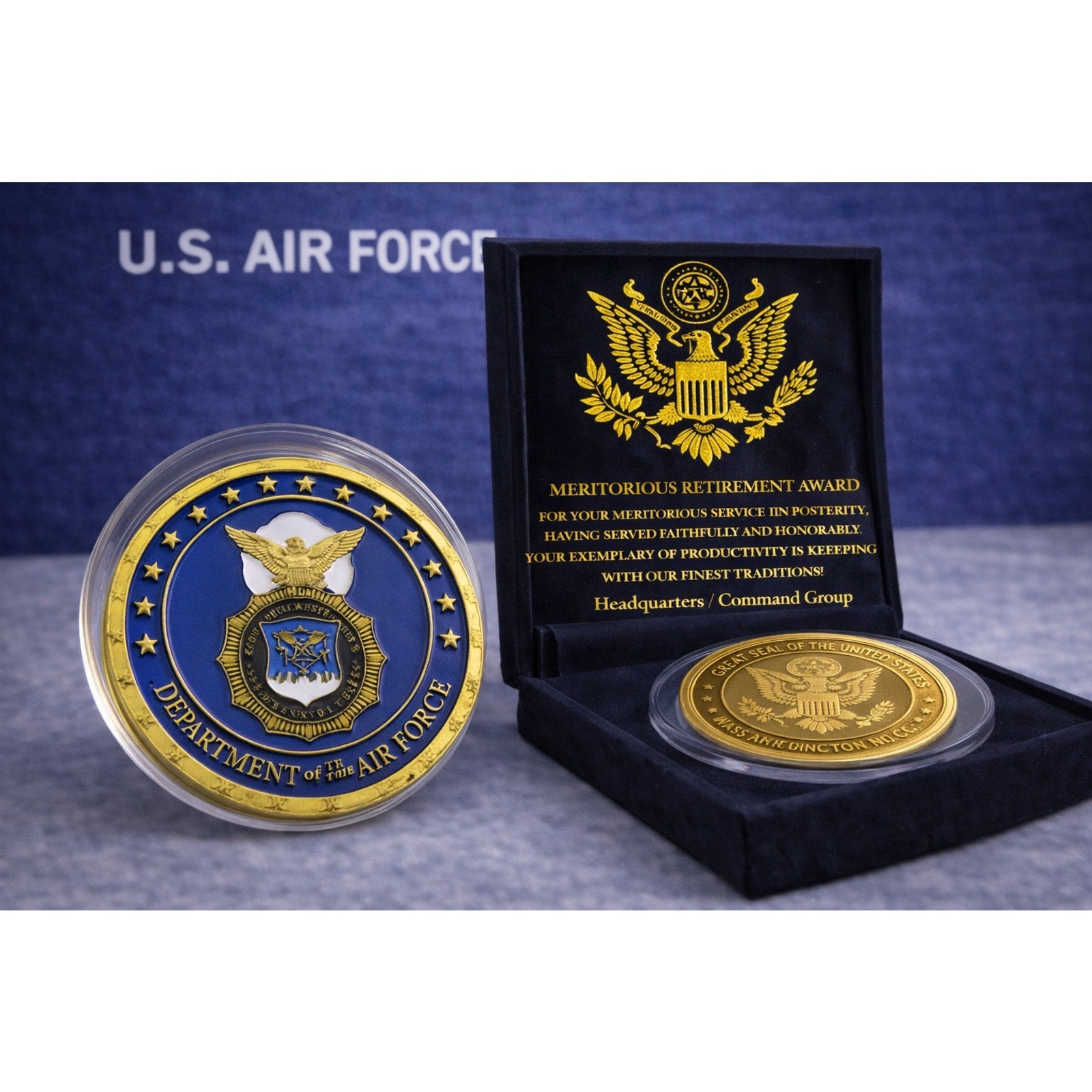United States Air Force SECURITY POLICE Challenge Coin w/ Retirement Award