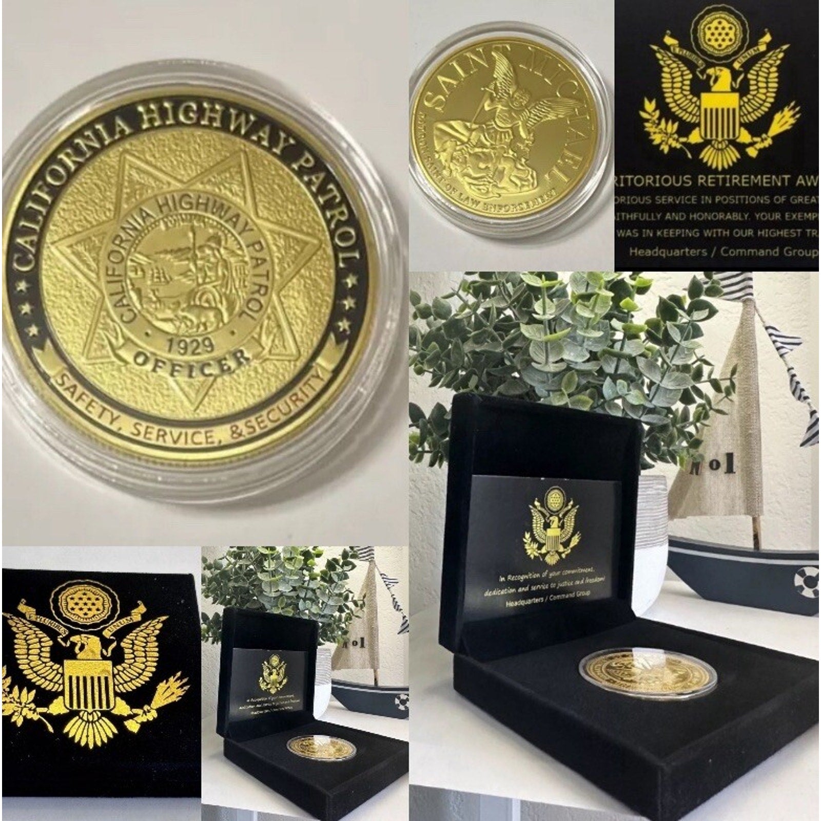 CALIFORNIA HIGHWAY PATROL "CHP" Coin 40mm With Retirement Award